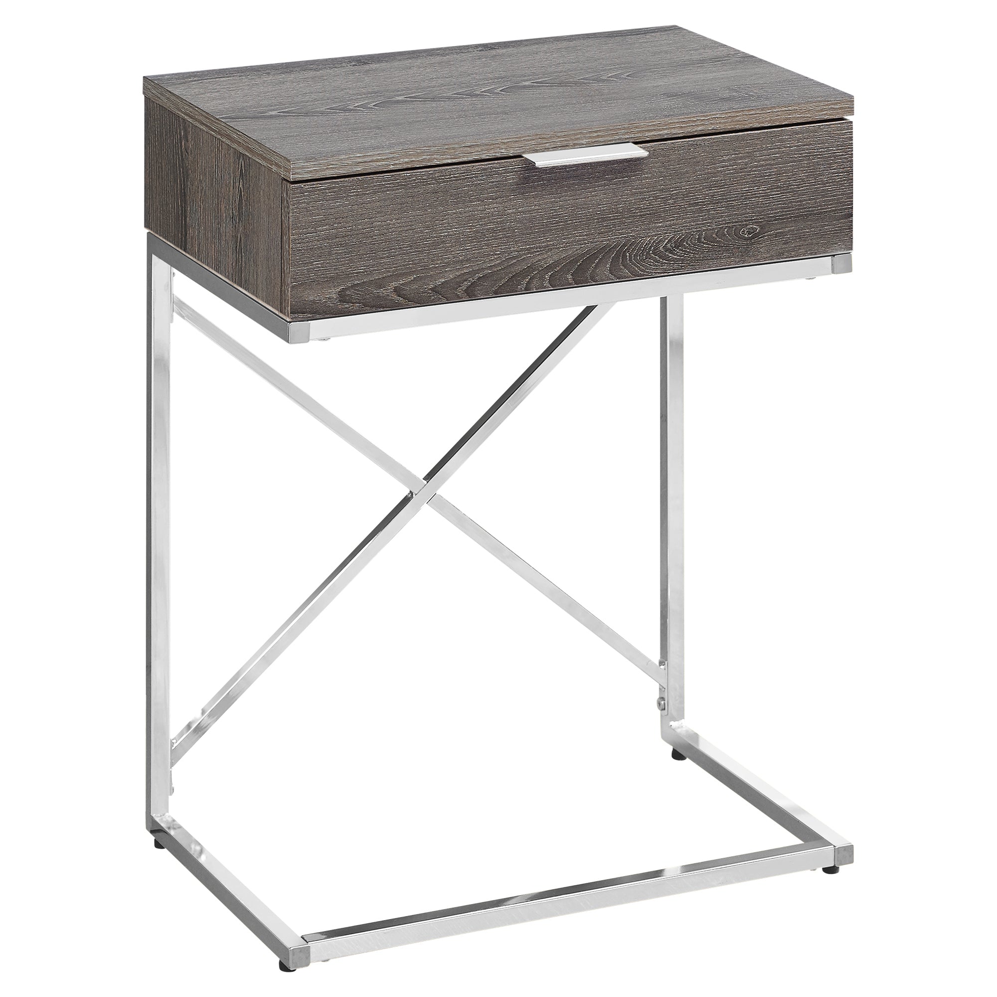 Accent Table - 24H / Dark Taupe / Chrome Metal