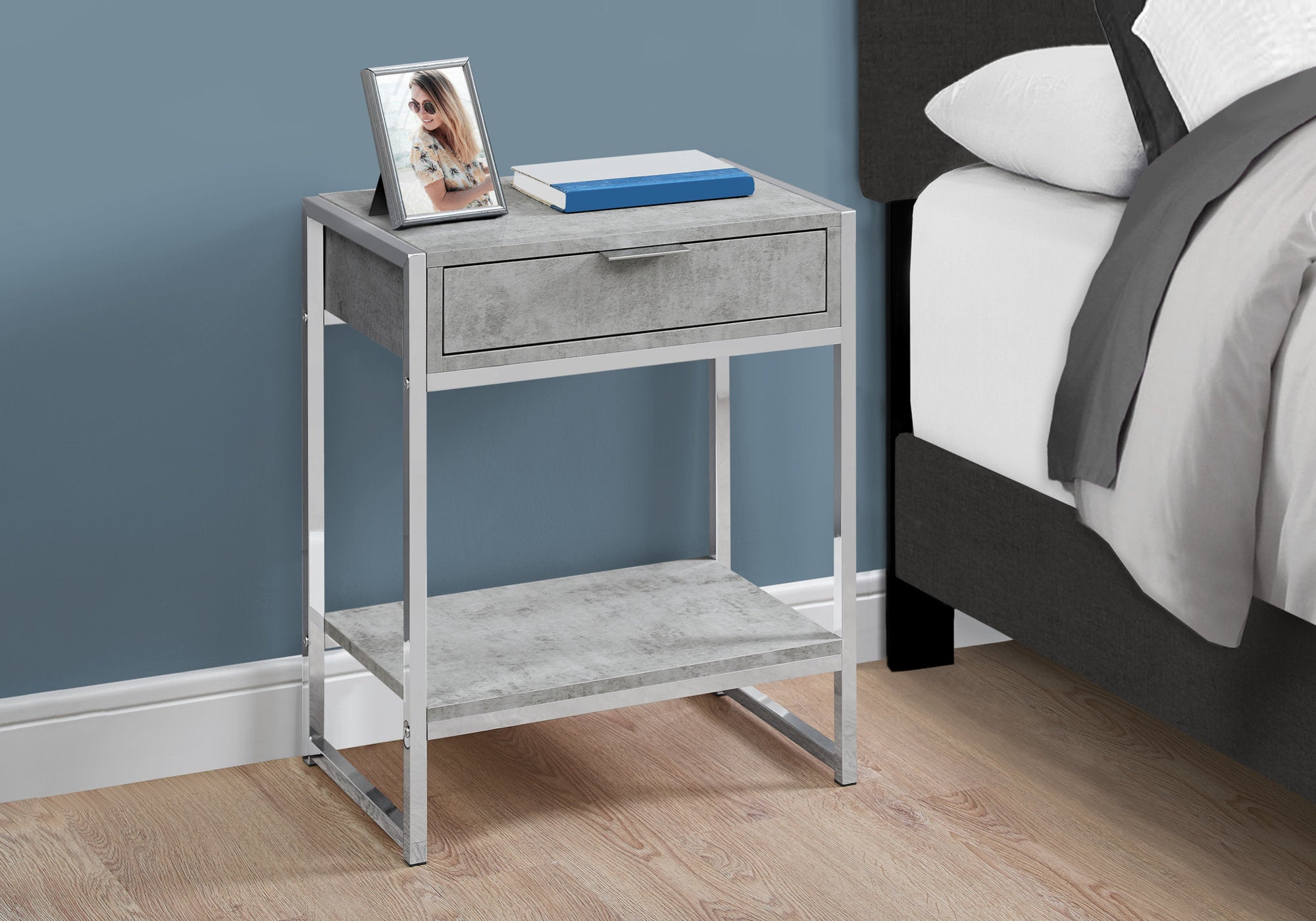 Accent Table - 24H / Grey Cement / Chrome Metal