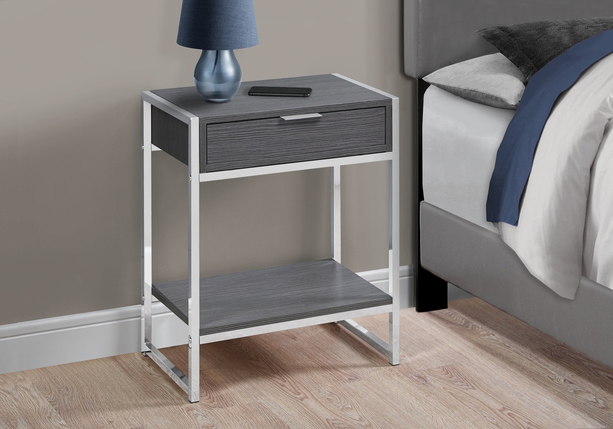 Accent Table - 24H / Grey / Chrome Metal
