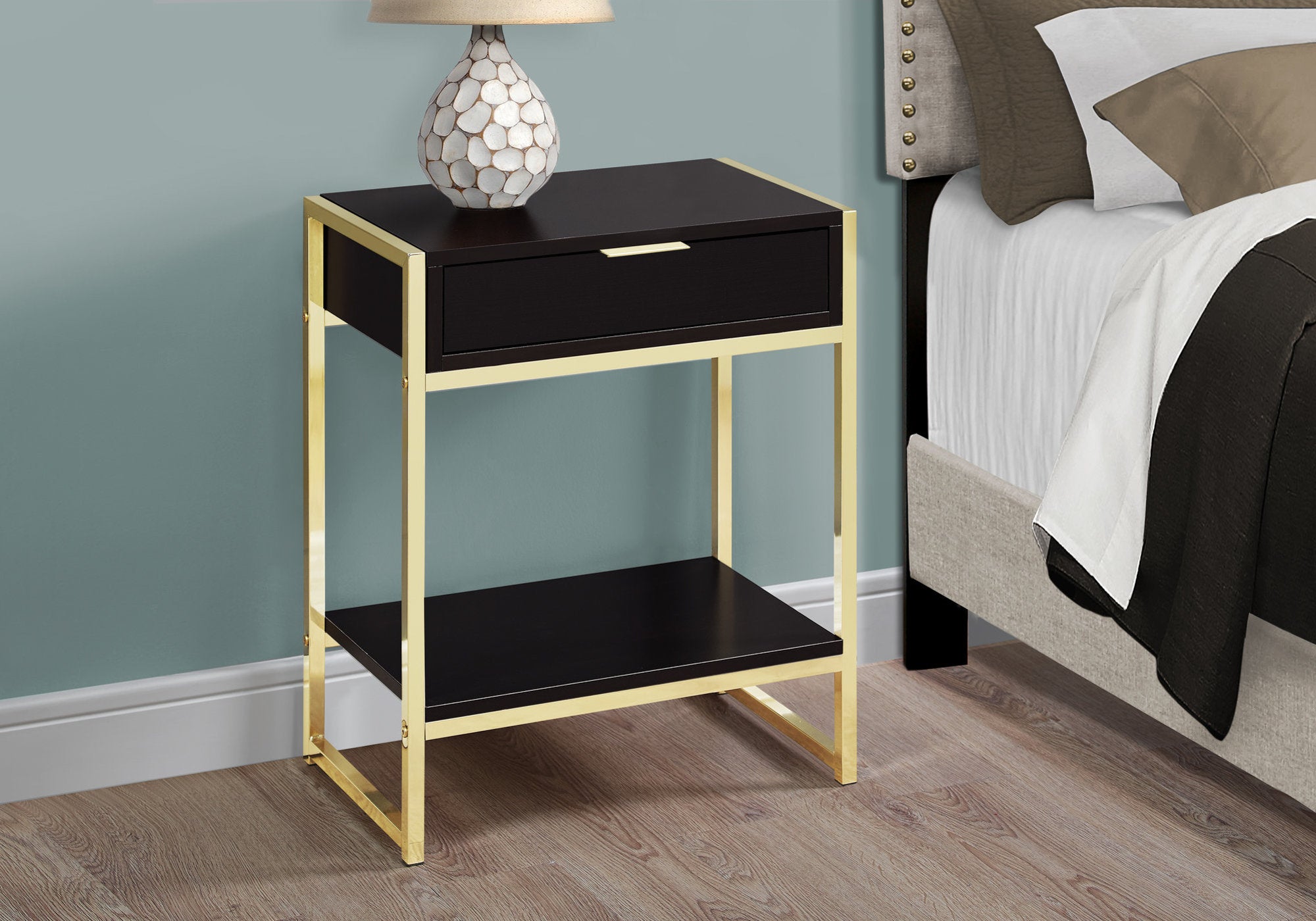 Accent Table - 24H / Espresso / Gold Metal