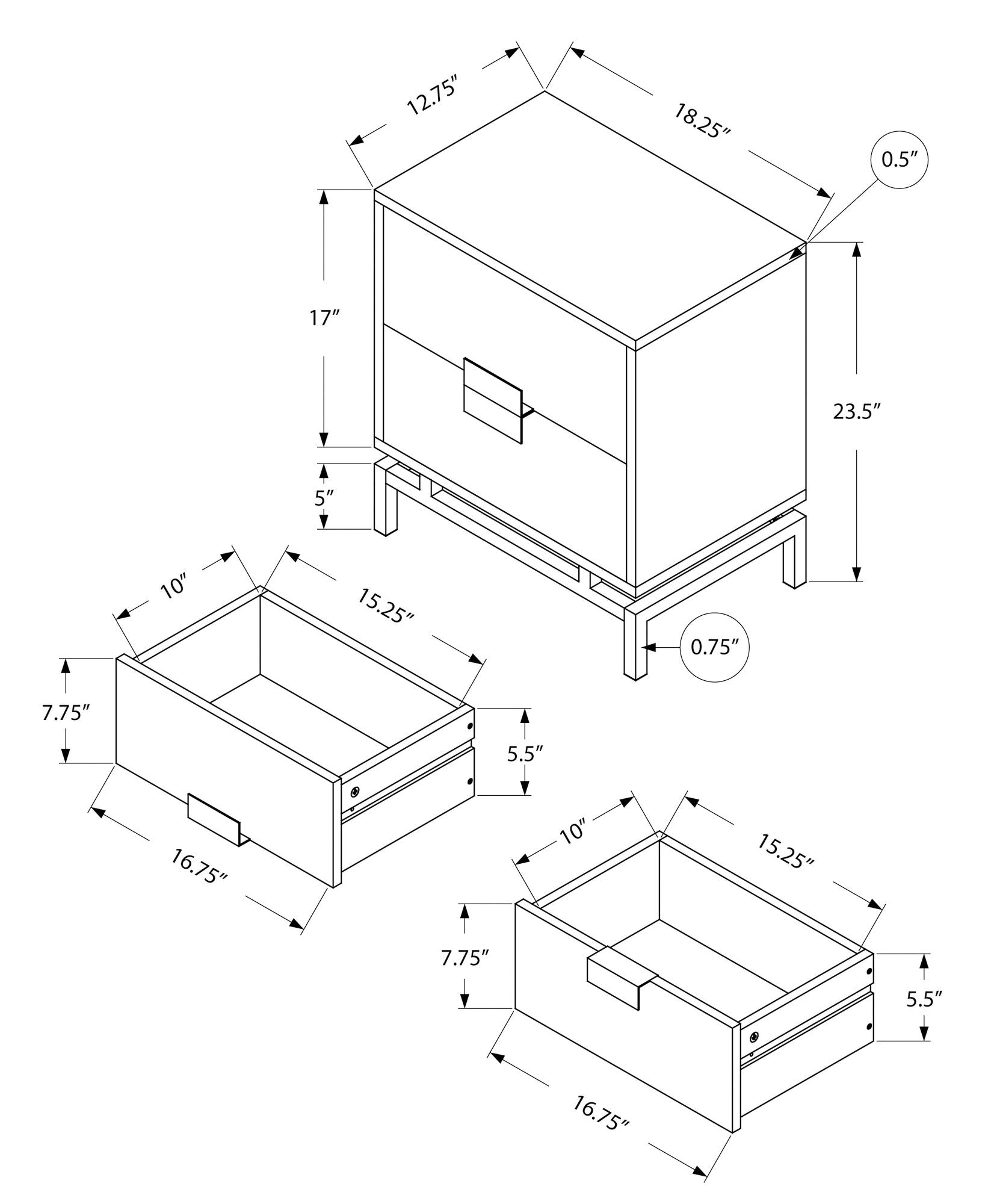 Accent Table - 24H / Espresso / Gold Metal