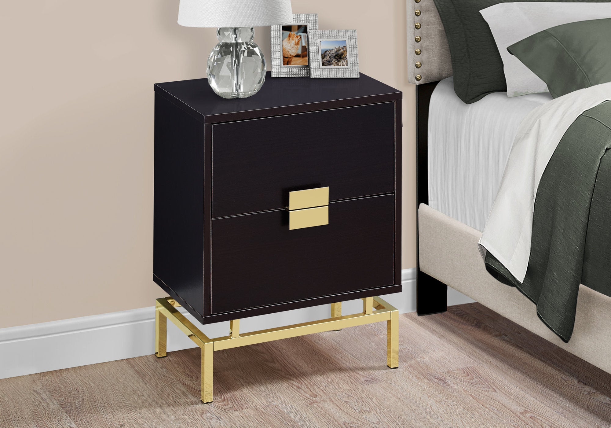 Accent Table - 24H / Espresso / Gold Metal