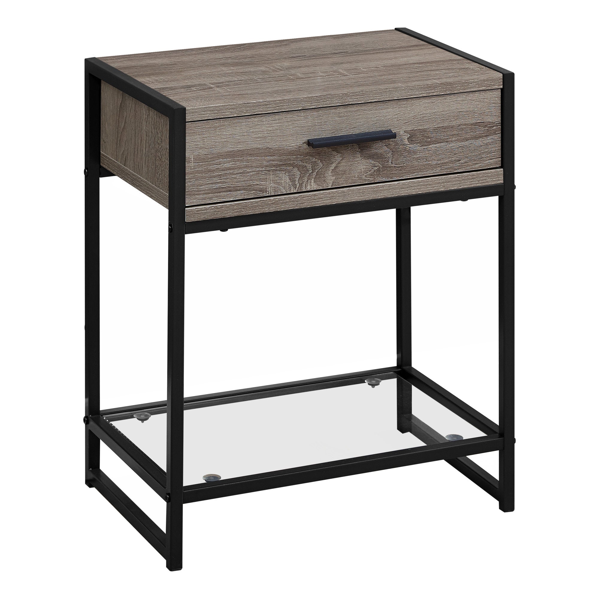 Accent Table - 22H / Dark Taupe / Black / Tempered Glass