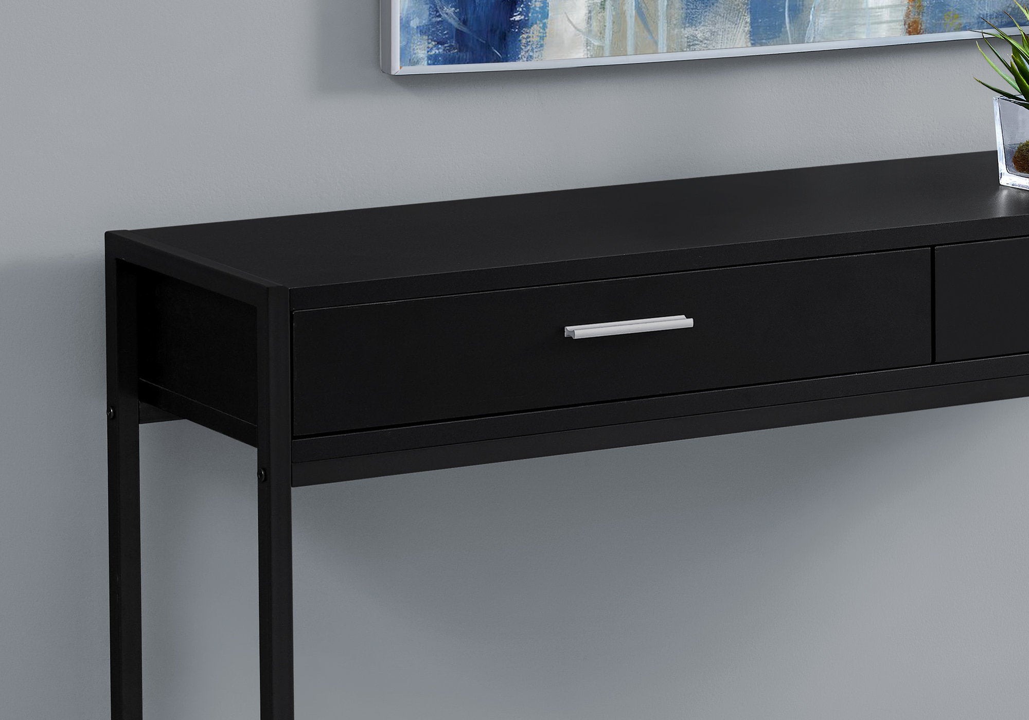 Accent Table - 48L / Black / Black Metal Hall Console