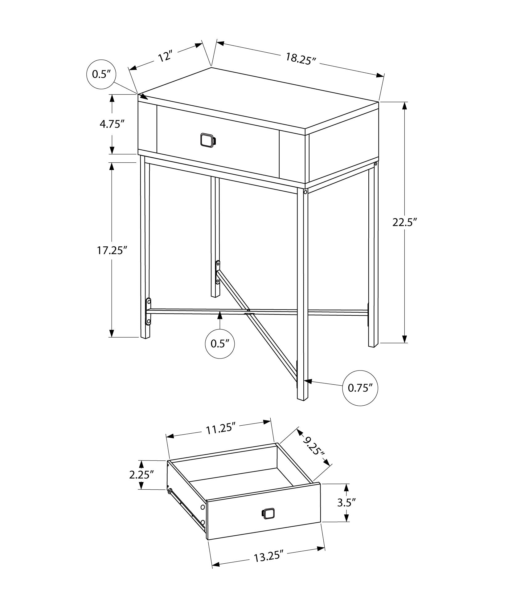 Accent Table - 22H / Black / Black Metal