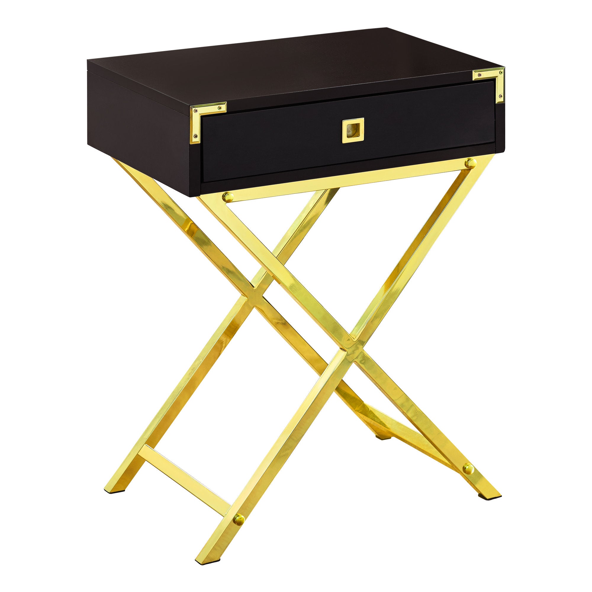 Accent Table - 24H / Espresso / Gold Metal