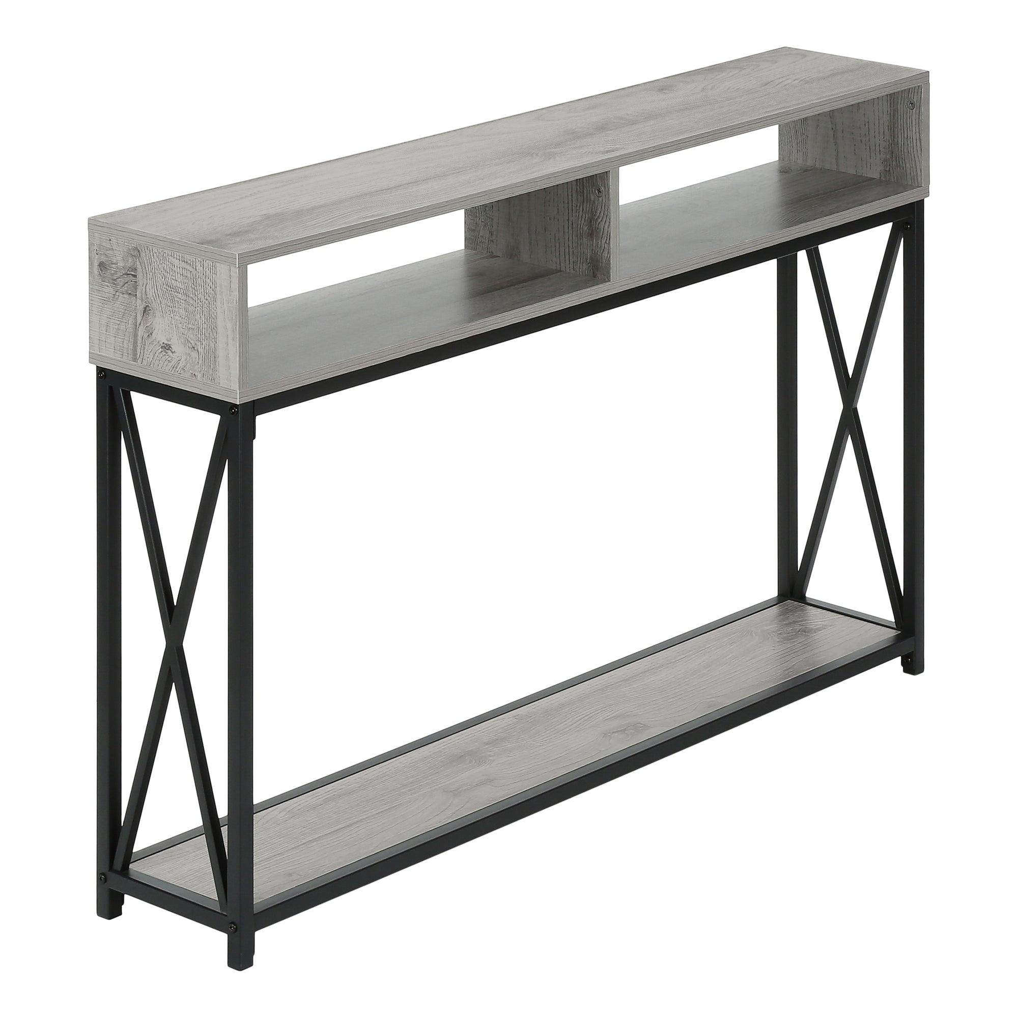 Accent Table - 48L / Grey / Black Metal Hall Console