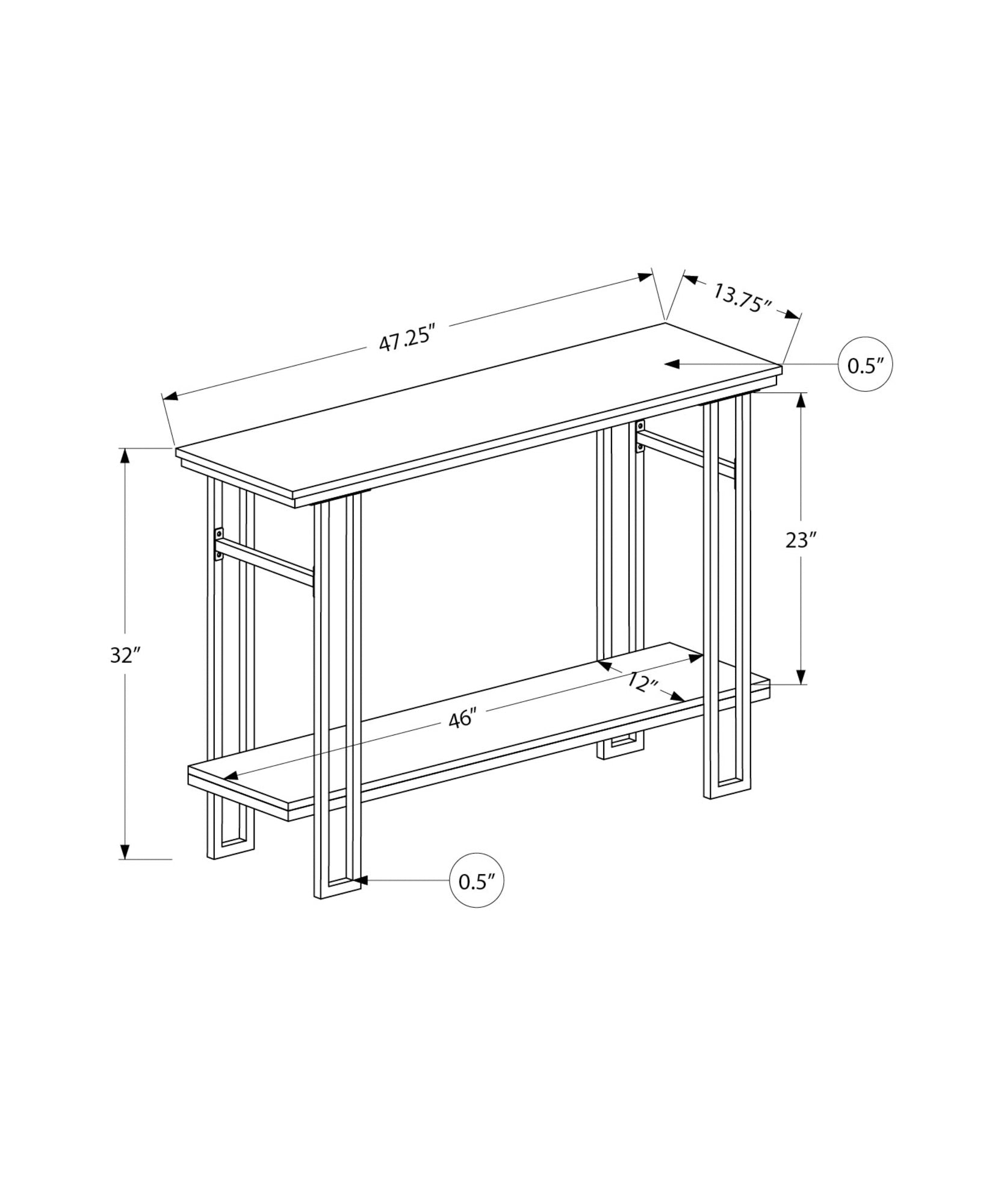 Accent Table - 48L / Espresso / Black Metal Hall Console