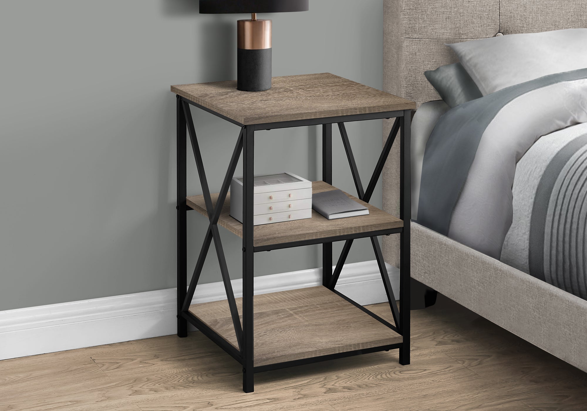 Accent Table - 26H / Dark Taupe / Black Metal