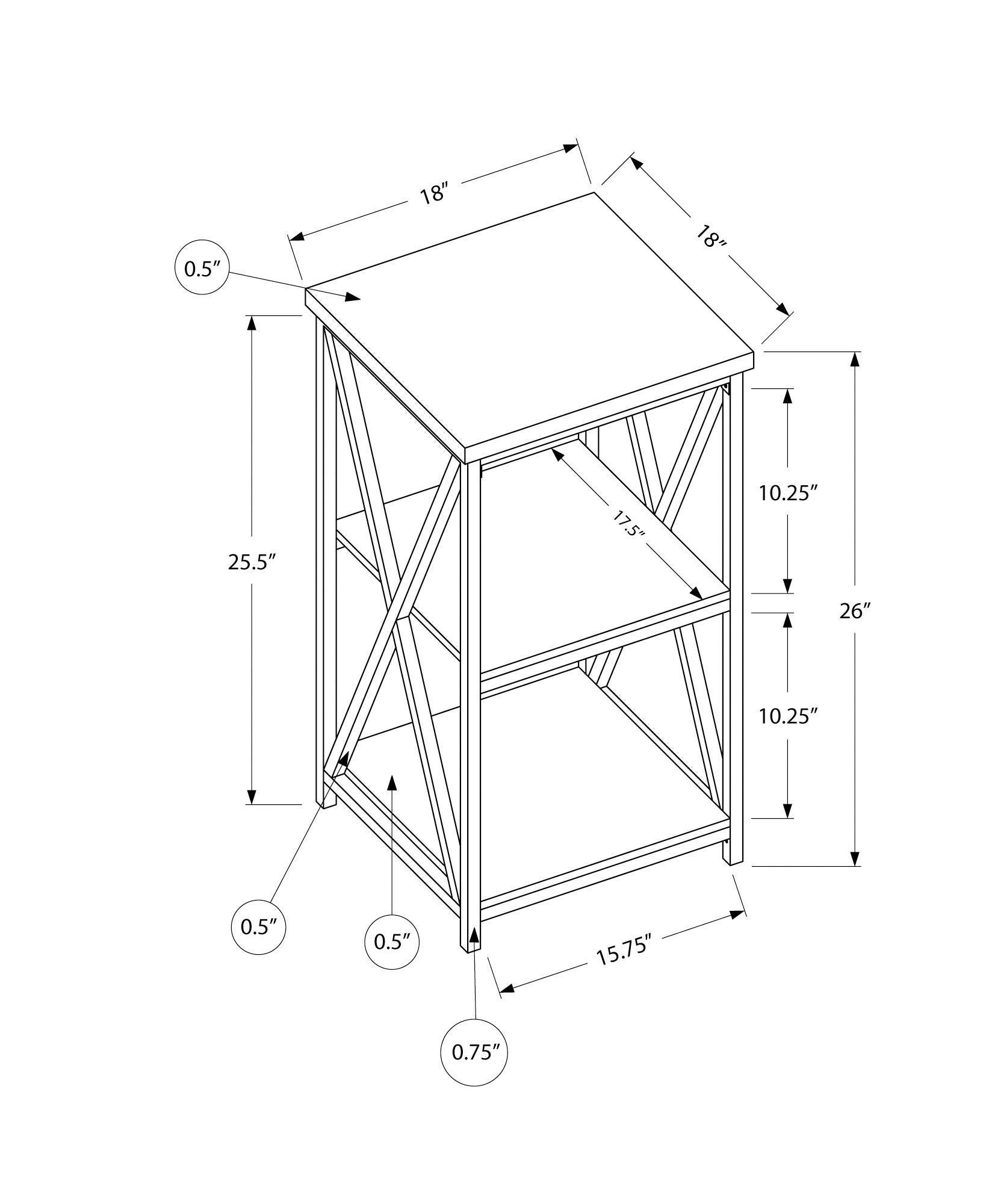 Accent Table - 26H / White/ White Metal