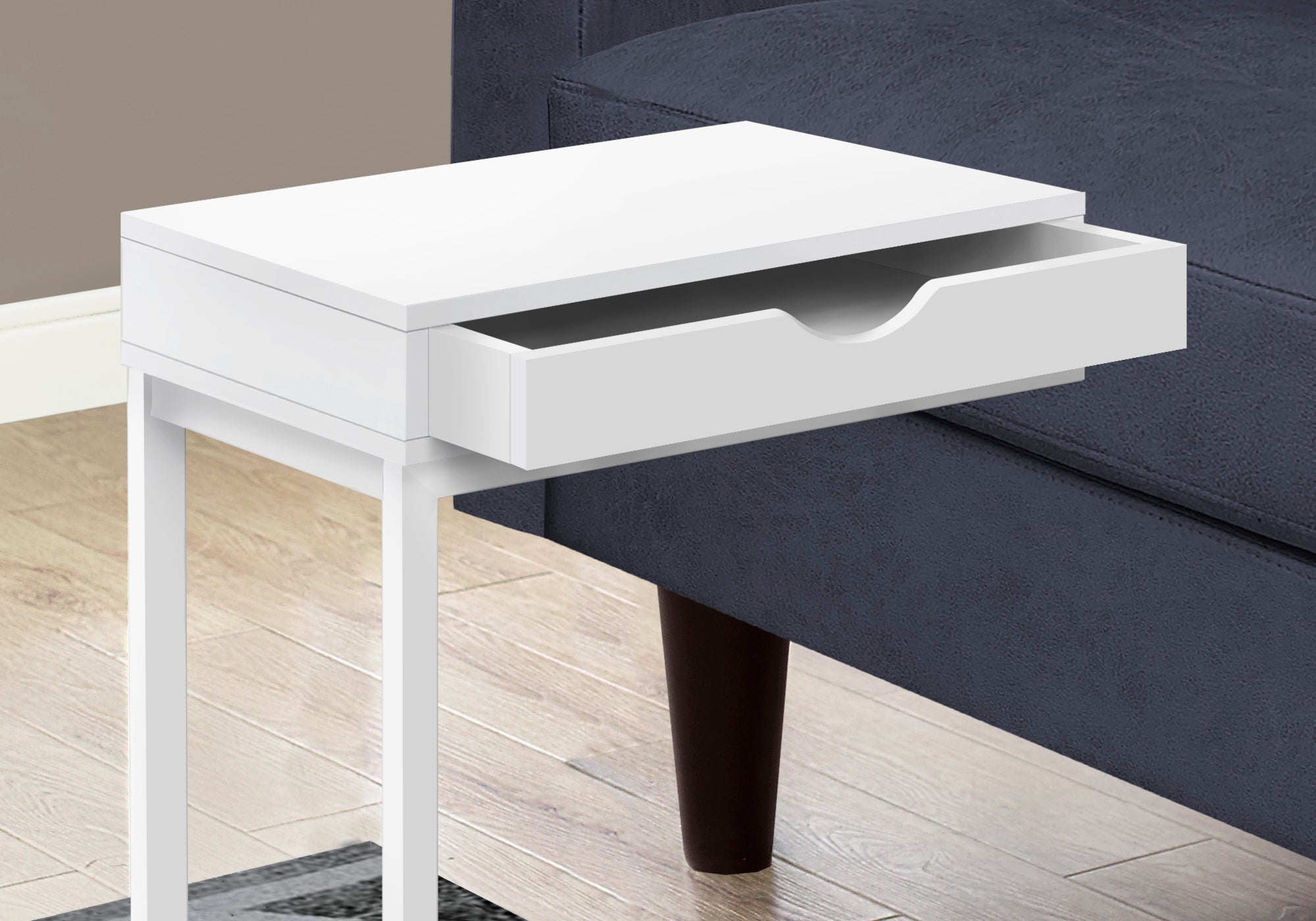 Accent Table - White / White Metal With A Drawer