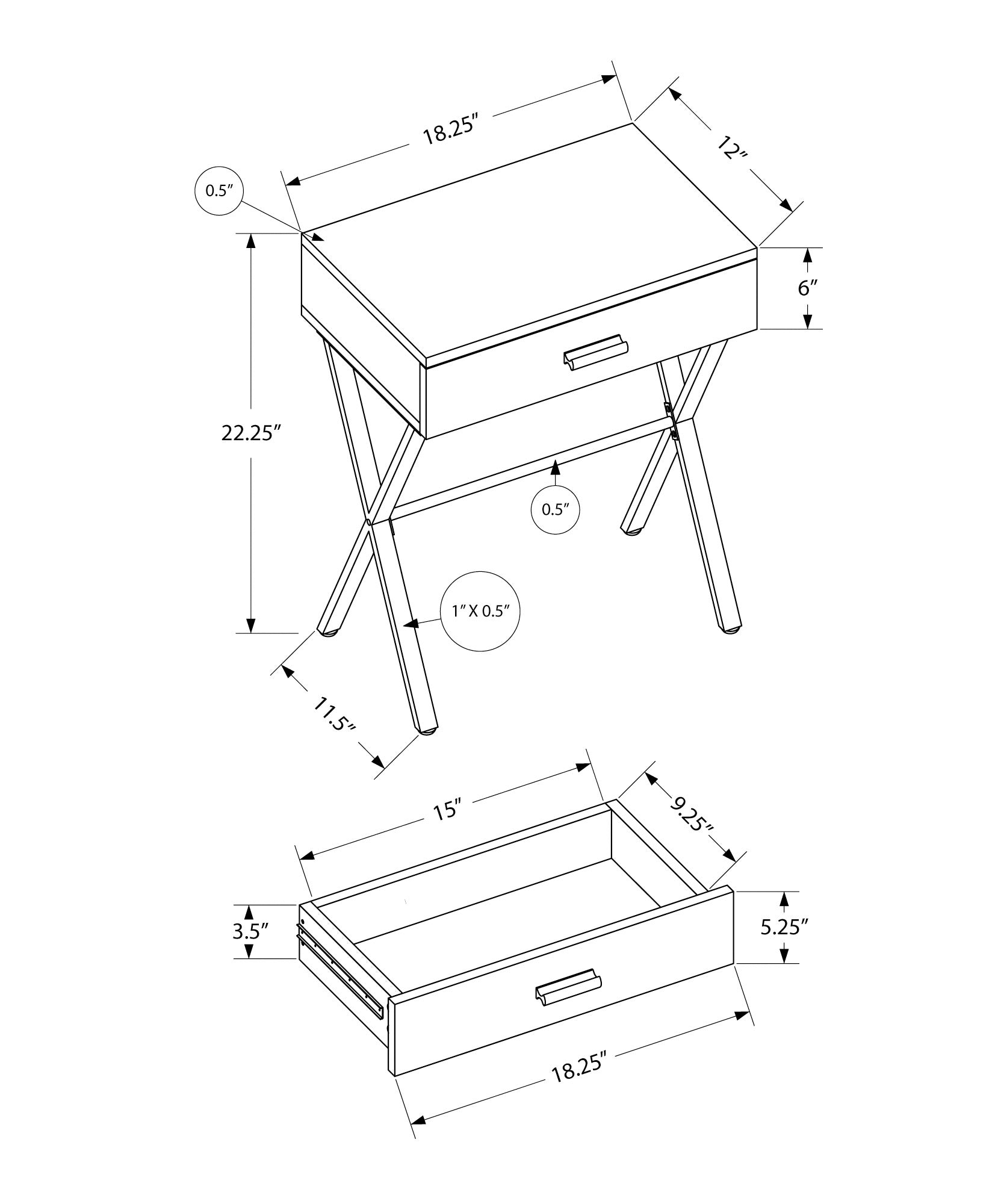 Accent Table - 24H / White / White Metal