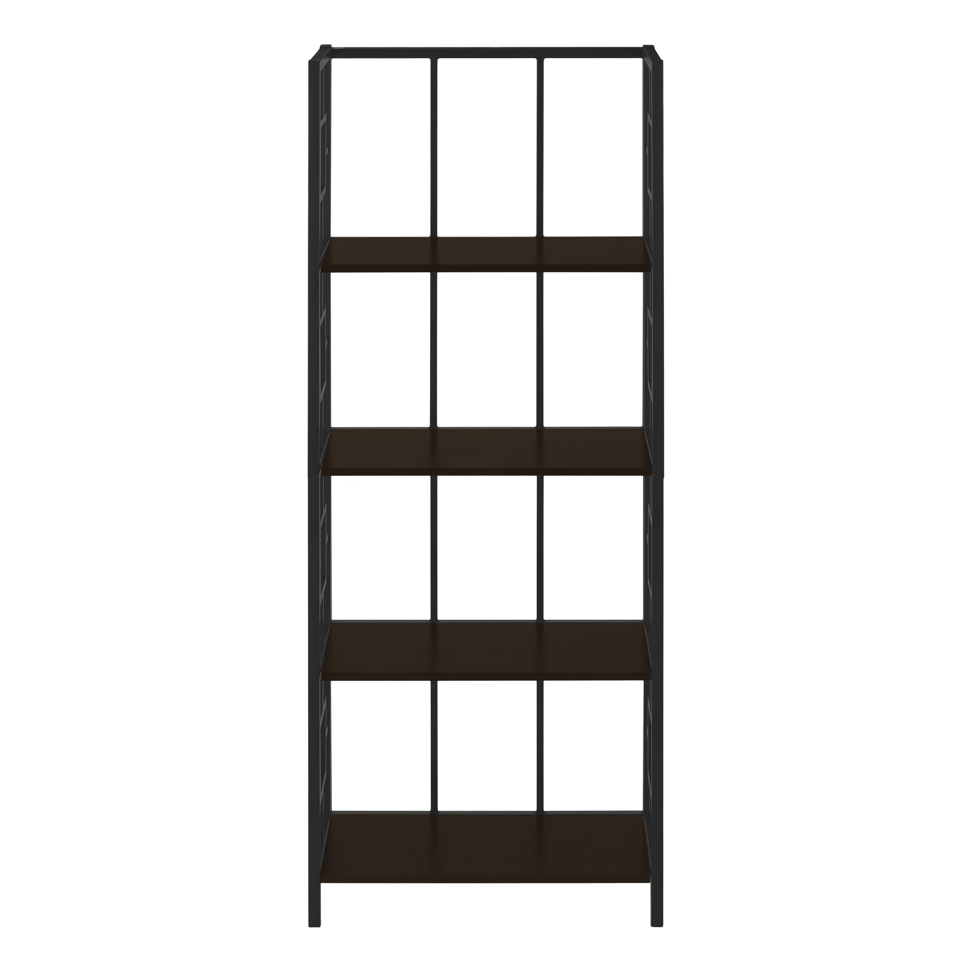 Bookcase - 62H / Espresso / Black Metal Etagere