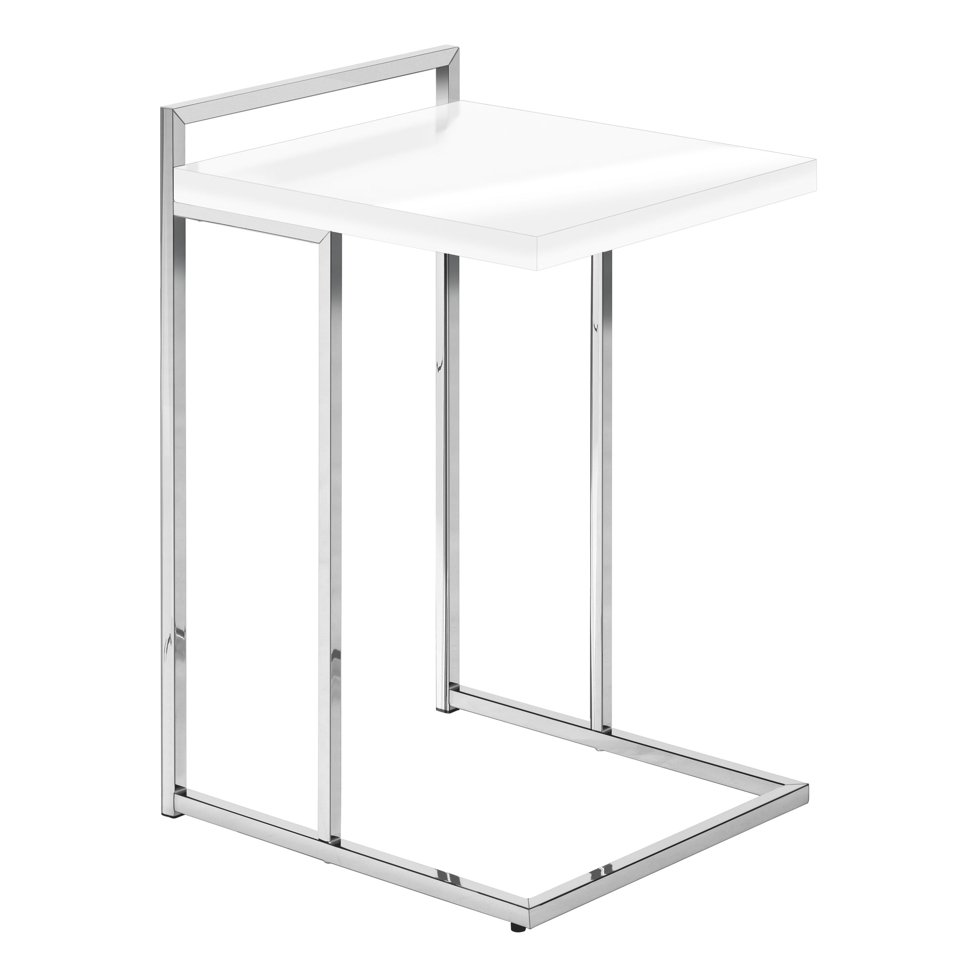 Accent Table - 25H / Glossy White / Chrome Metal