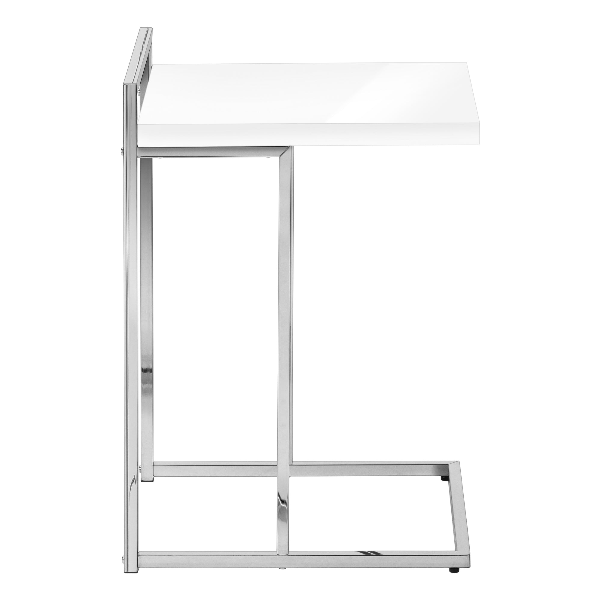 Accent Table - 25H / Glossy White / Chrome Metal