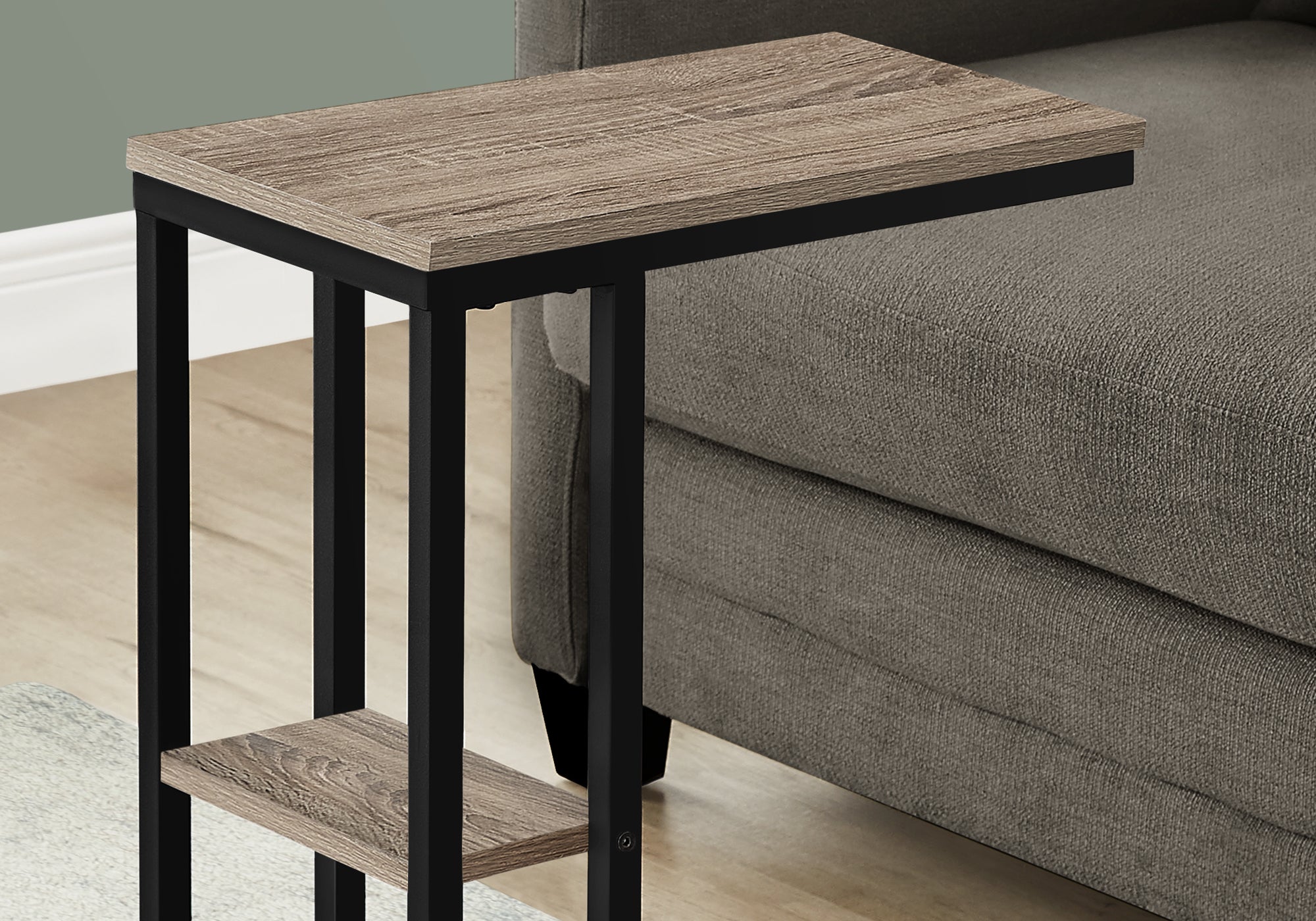 Accent Table - 25H / Dark Taupe / Black Metal