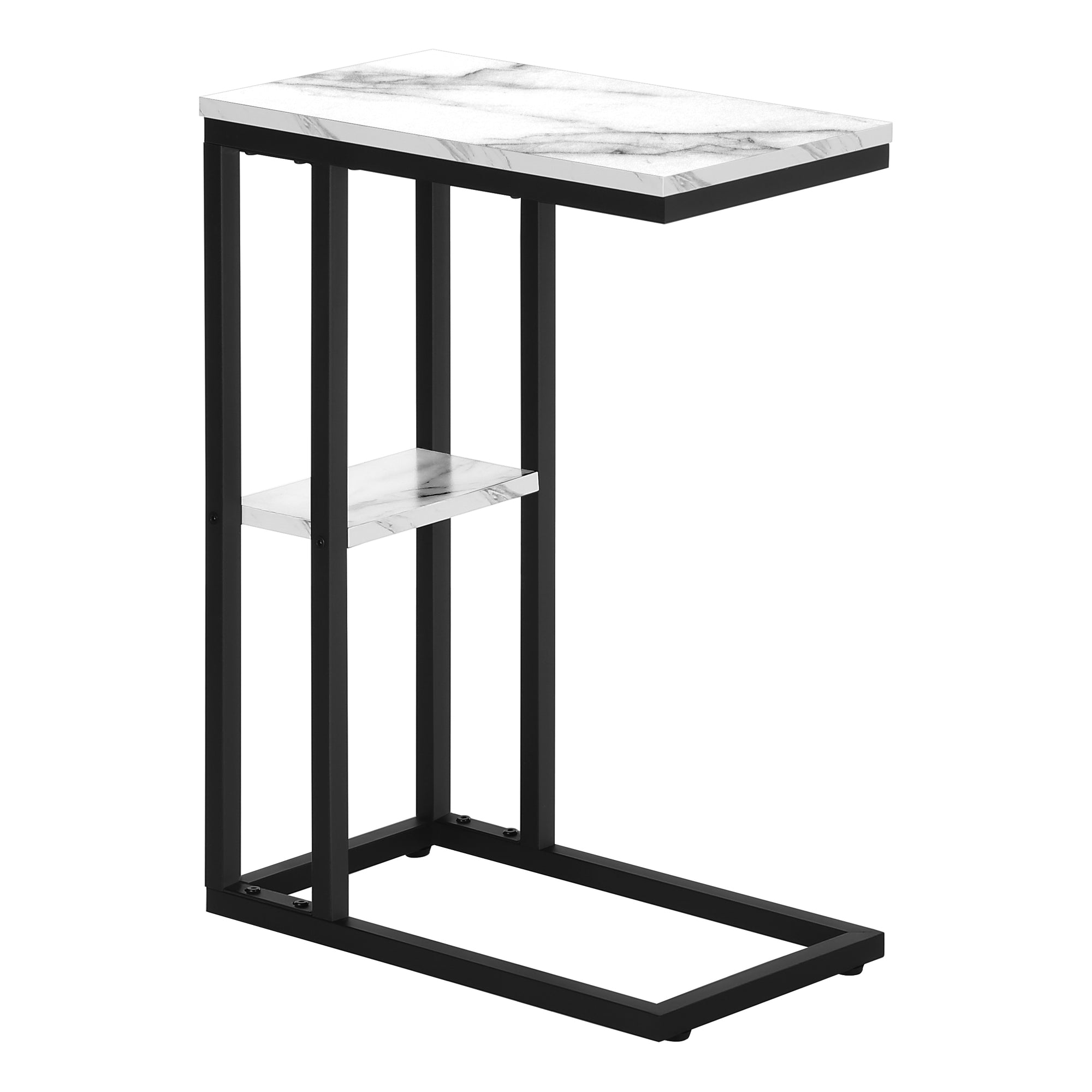 Accent Table - 25H / White Marble / Black Metal