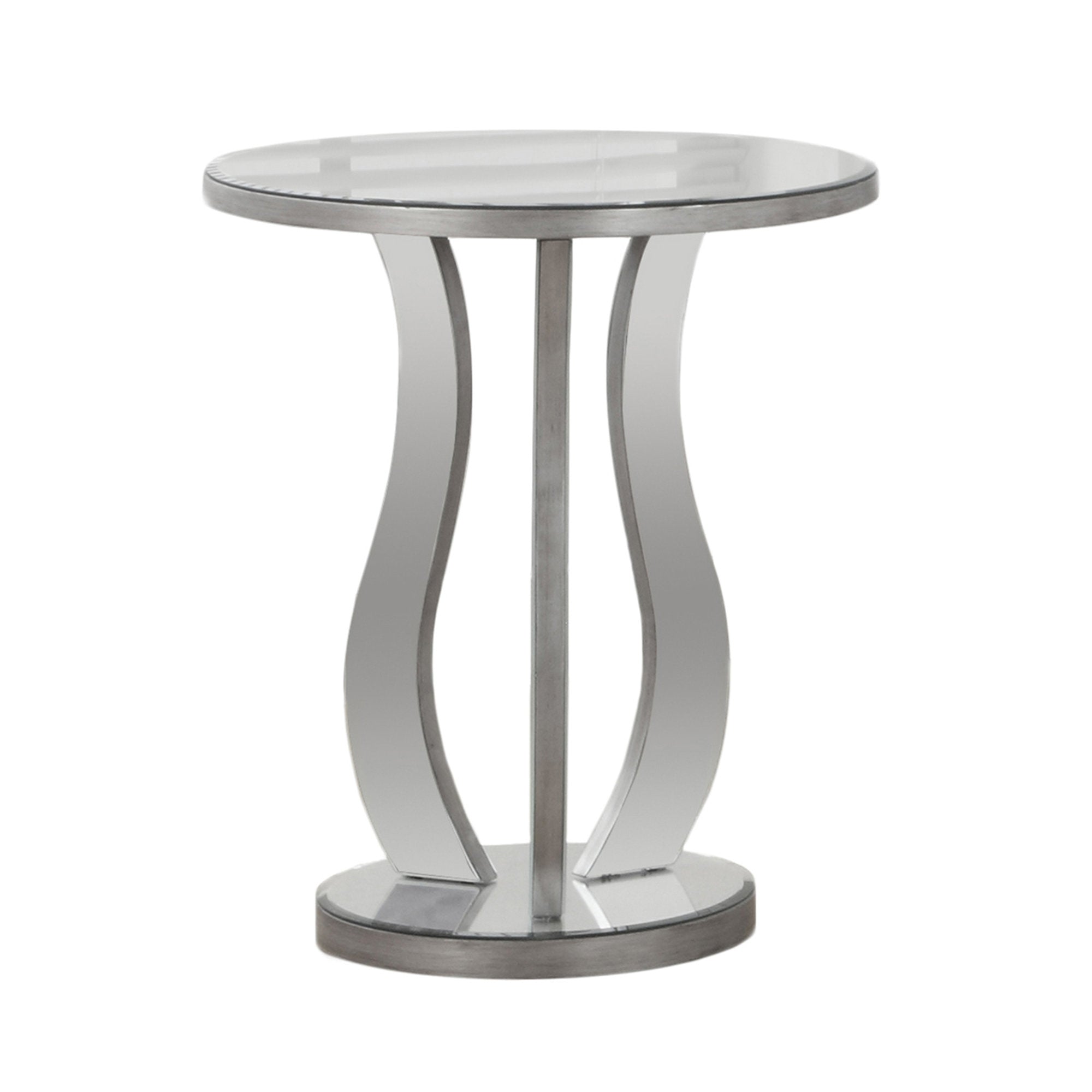 Accent Table - 20Dia / Brushed Silver / Mirror