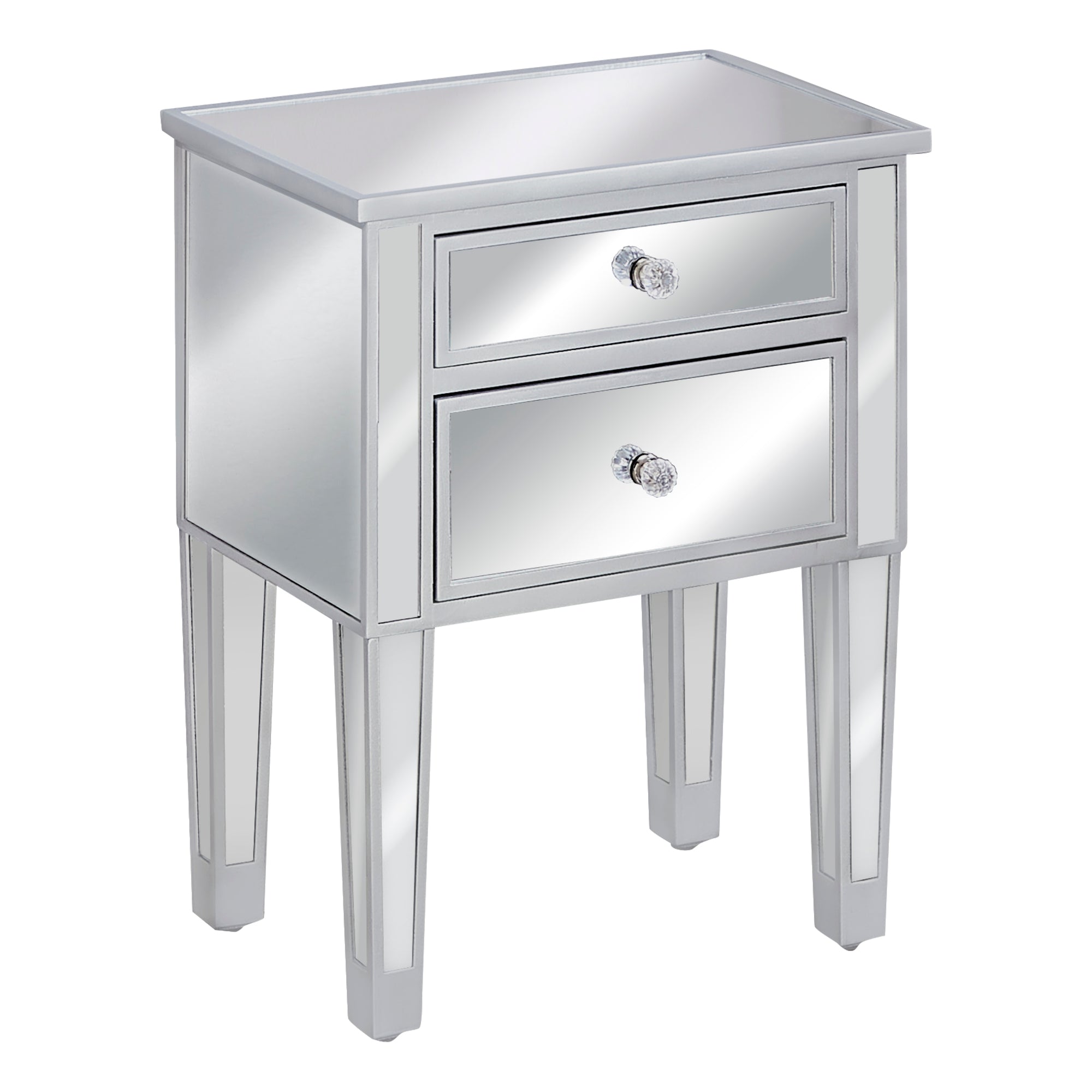 Accent Table - 25H / Mirror / Silver With Storage
