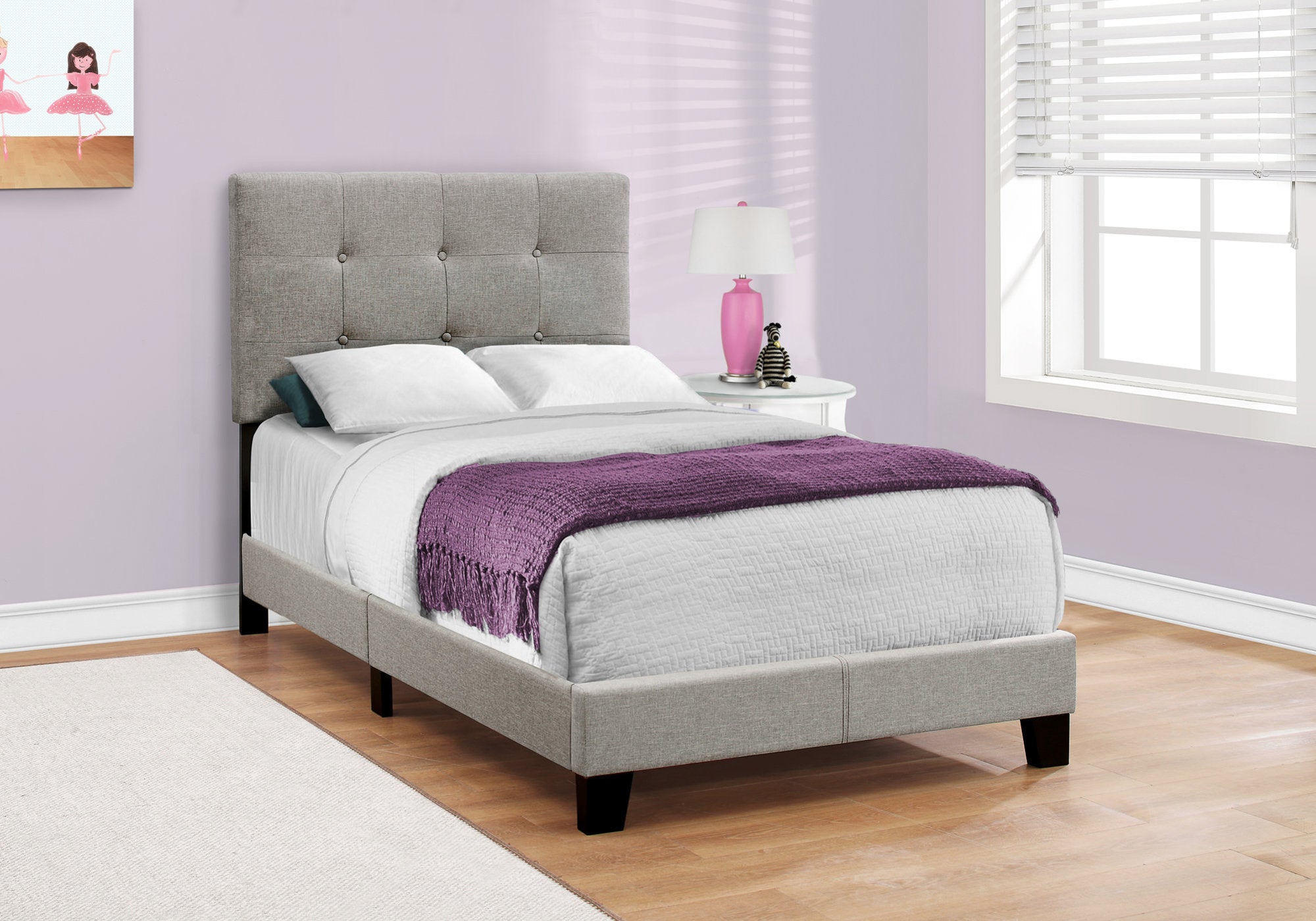 Bed - Twin Size / Grey Linen