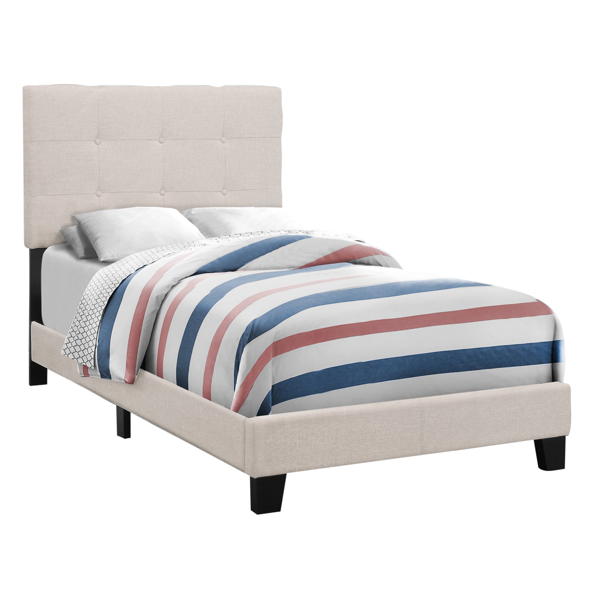 Bed - Twin Size / Beige Linen