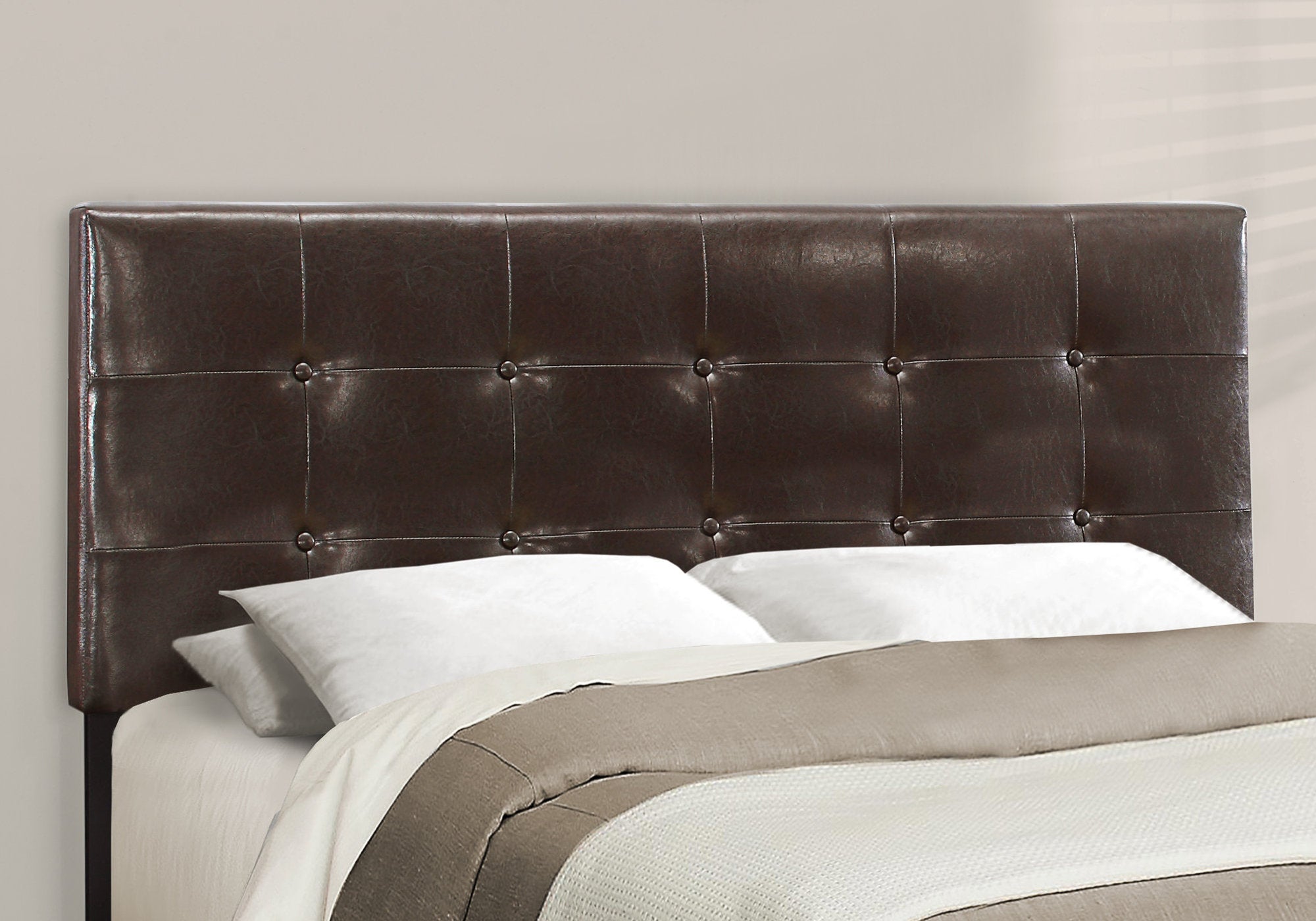 Bed - Queen Size / Dark Brown Leather-Look