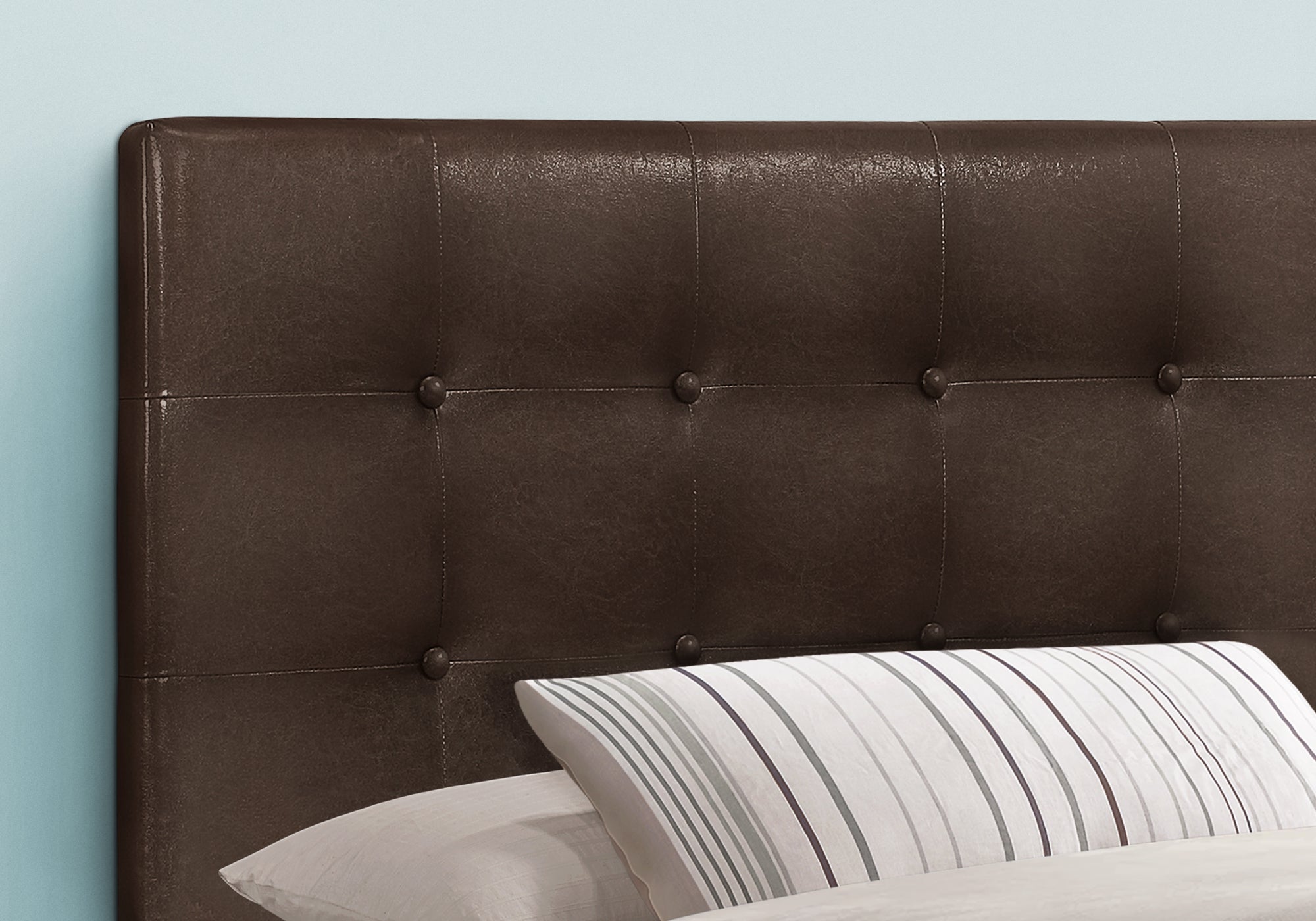 Bed - Twin Size / Brown Leather-Look Headboard Only