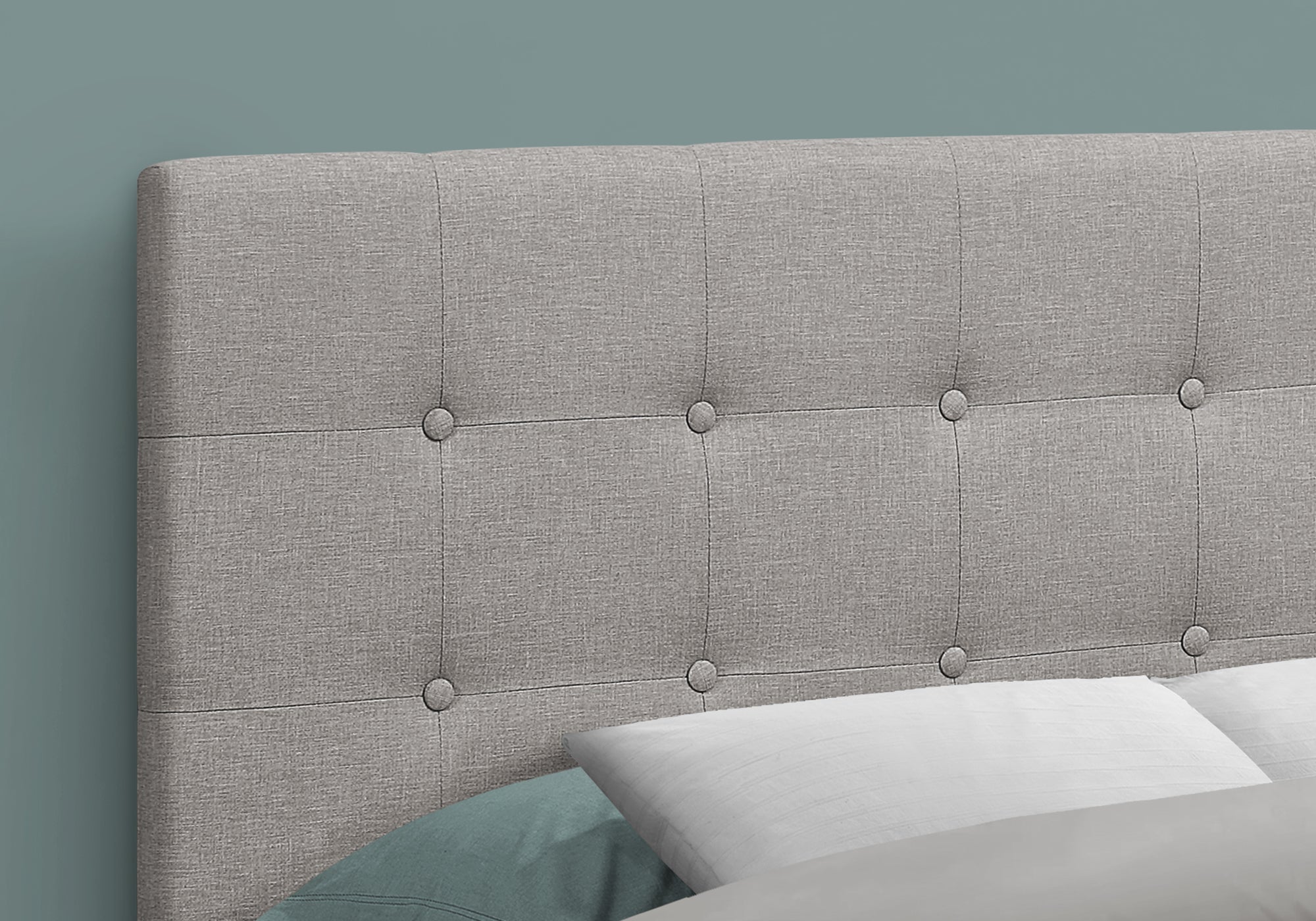 Bed - Full Size / Grey Linen Headboard Only