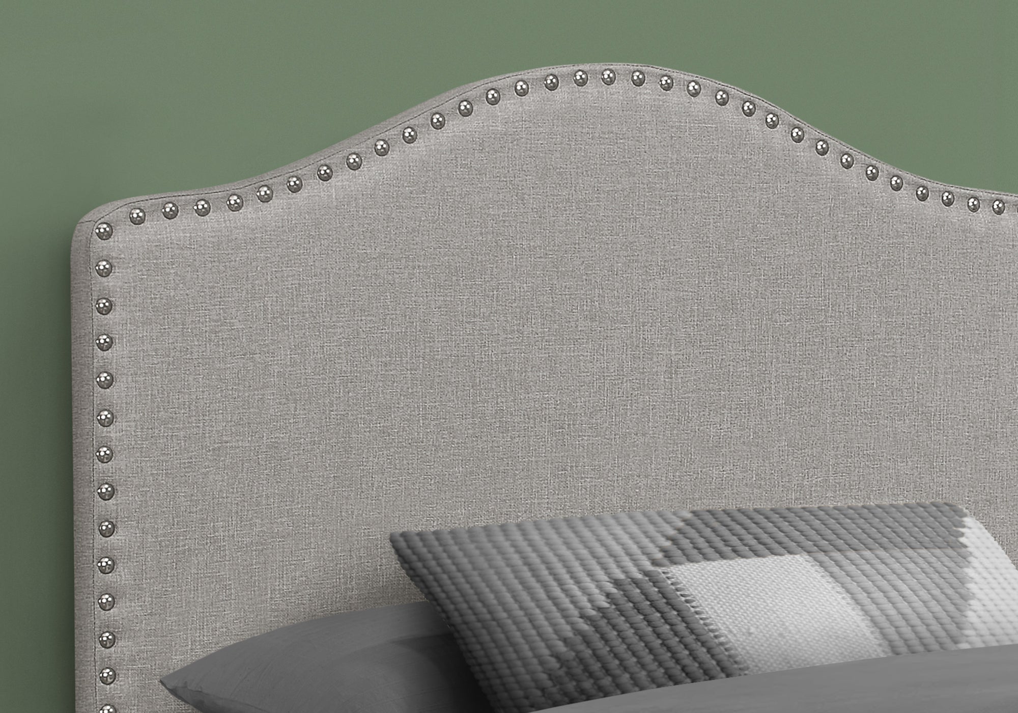 Bed - Twin Size / Grey Linen Headboard Only