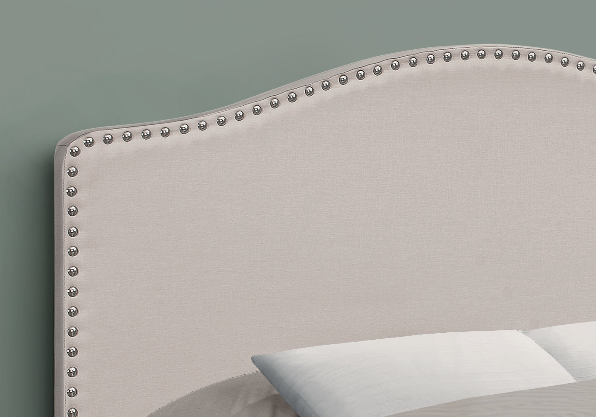 Bed - Full Size / Beige Linen Headboard Only