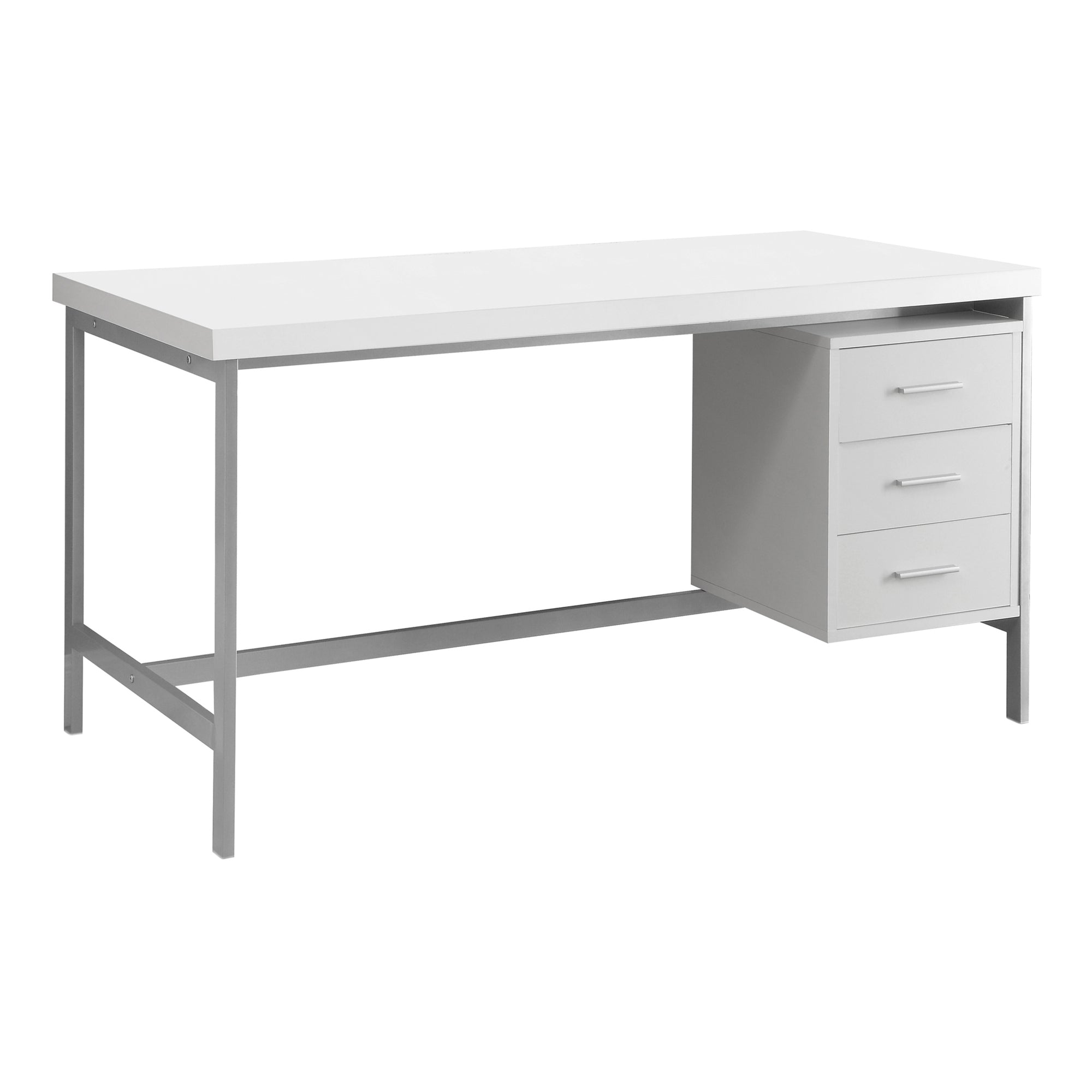 Computer Desk - 60L / White / Silver Metal