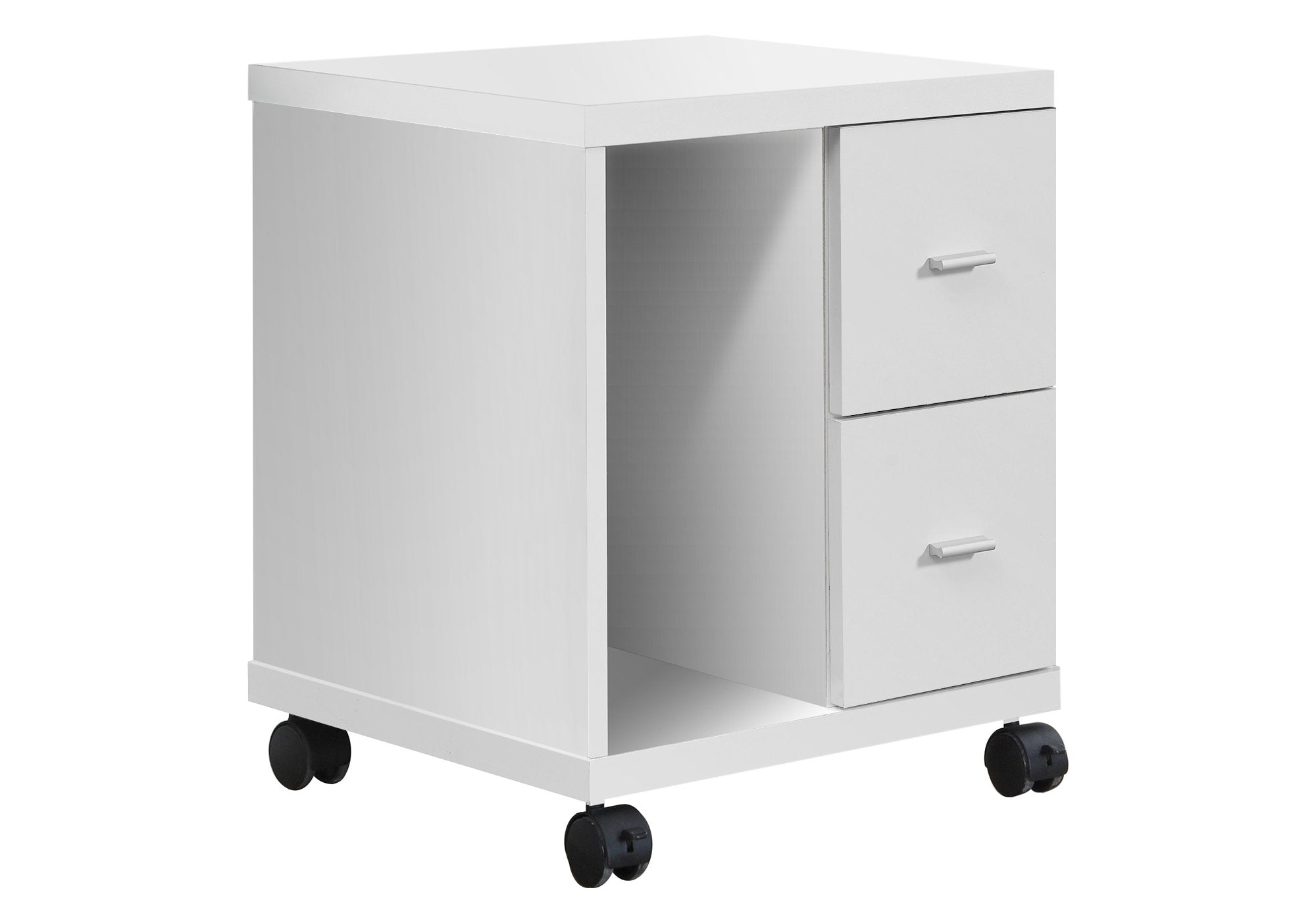 Office Cabinet - White With 2 Drawers On Castors
