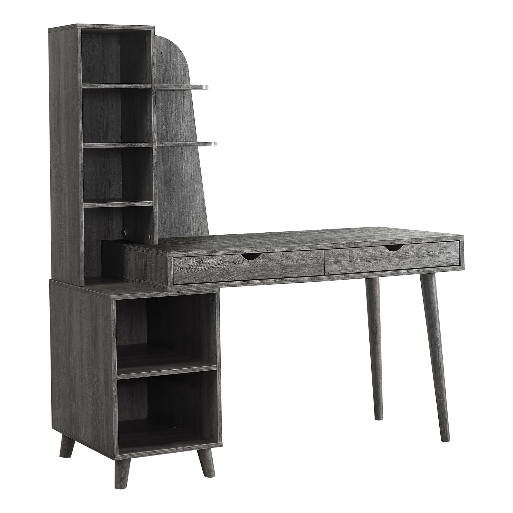 Computer Desk - 55L / Grey With Bookcase