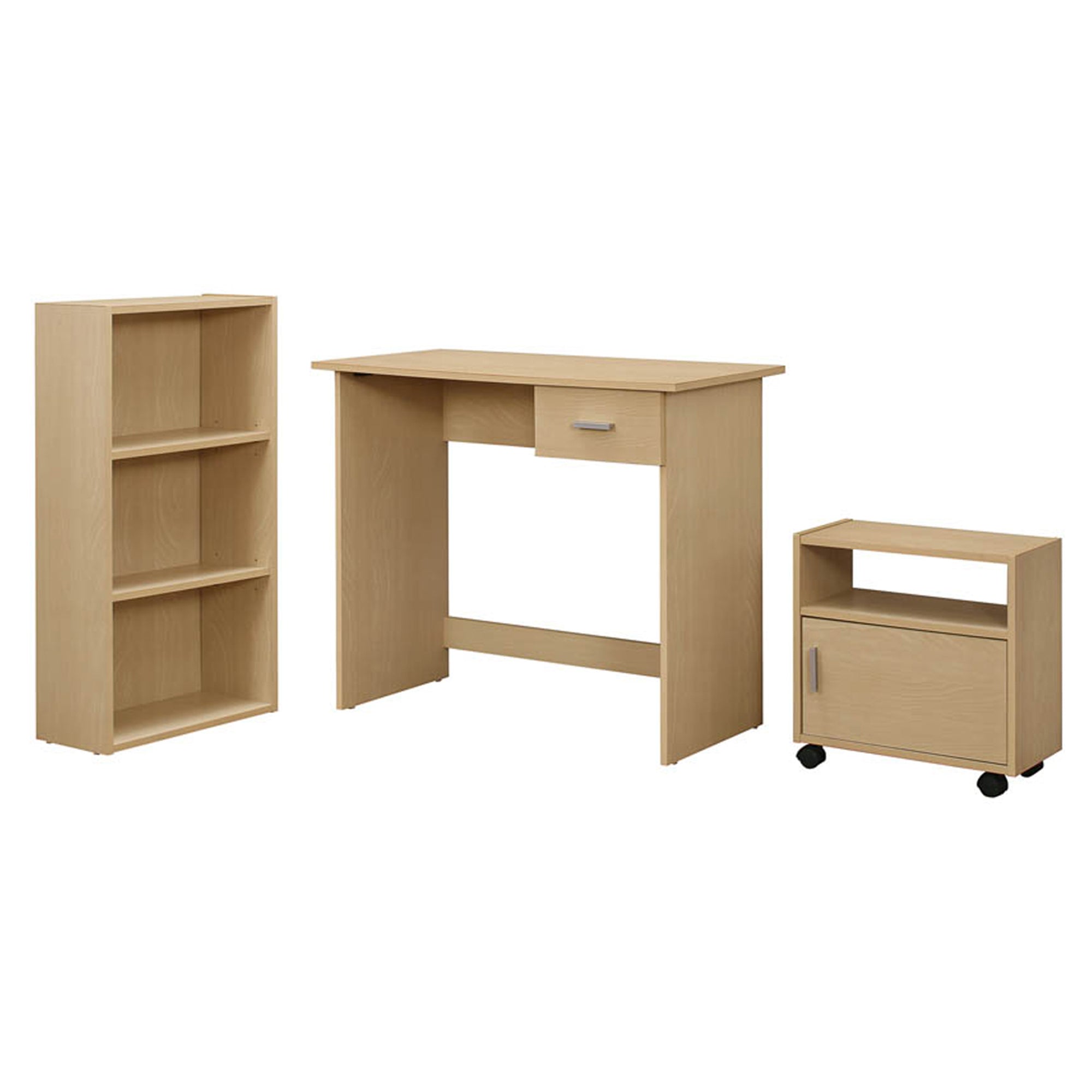 Computer Desk - 3Pcs Set / Maple Desk / Bookcase / Cart