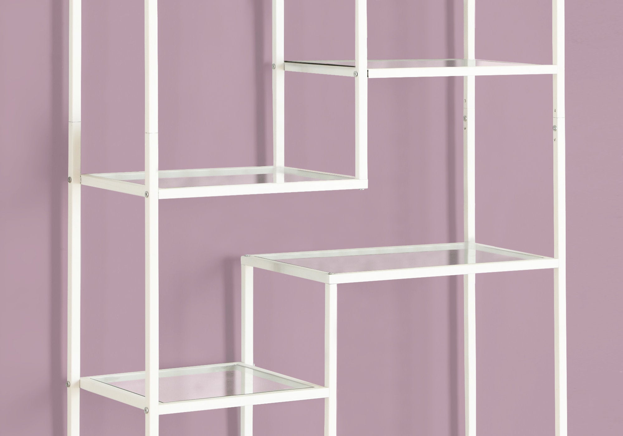 Bookcase - 72H / White Metal With Tempered Glass