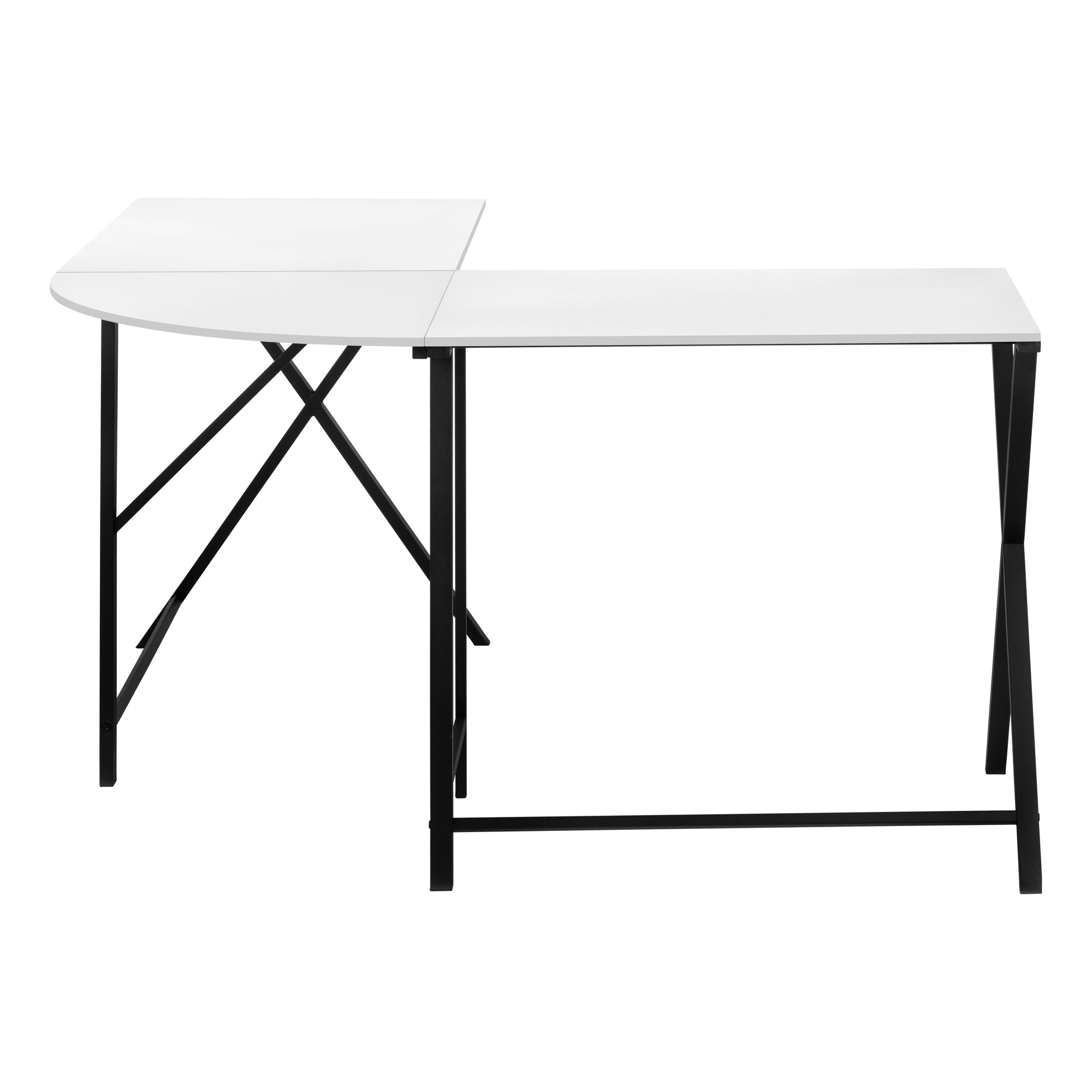 Computer Desk - 55L / White Top / Black Metal Corner