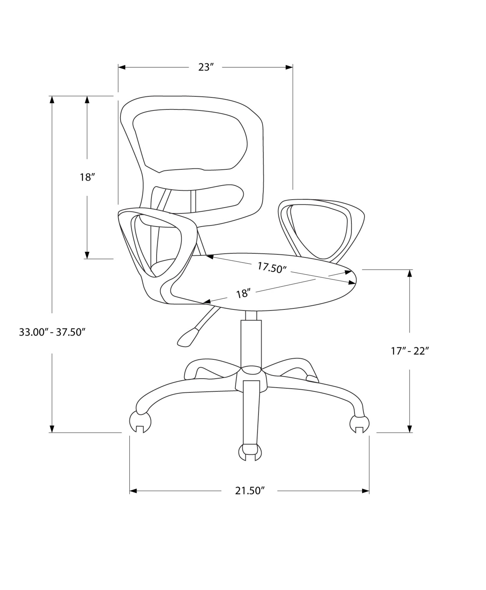 Office Chair - Black Mesh Juvenile / Multi-Position