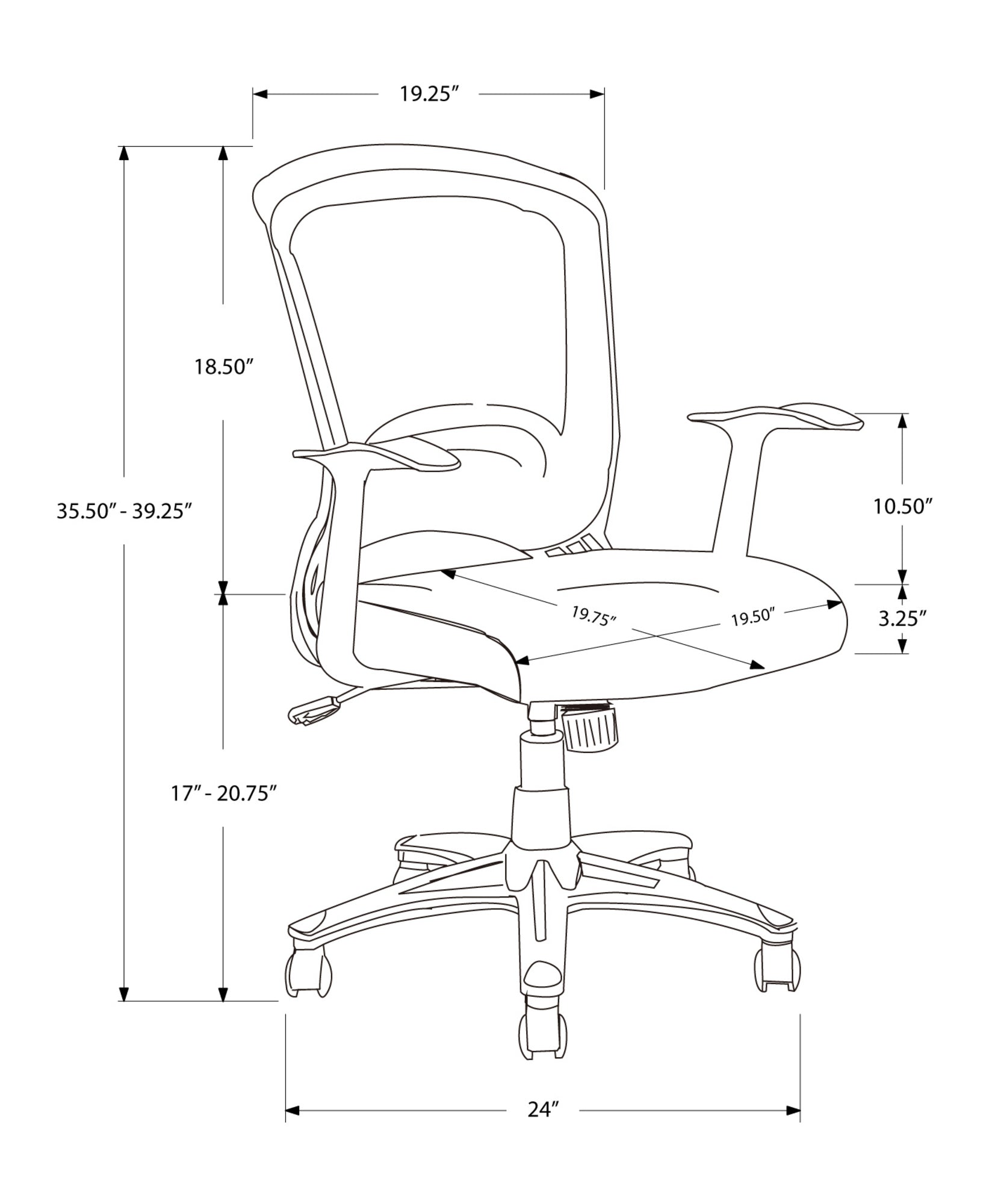 Office Chair - Black Mesh Mid-Back / Multi-Position