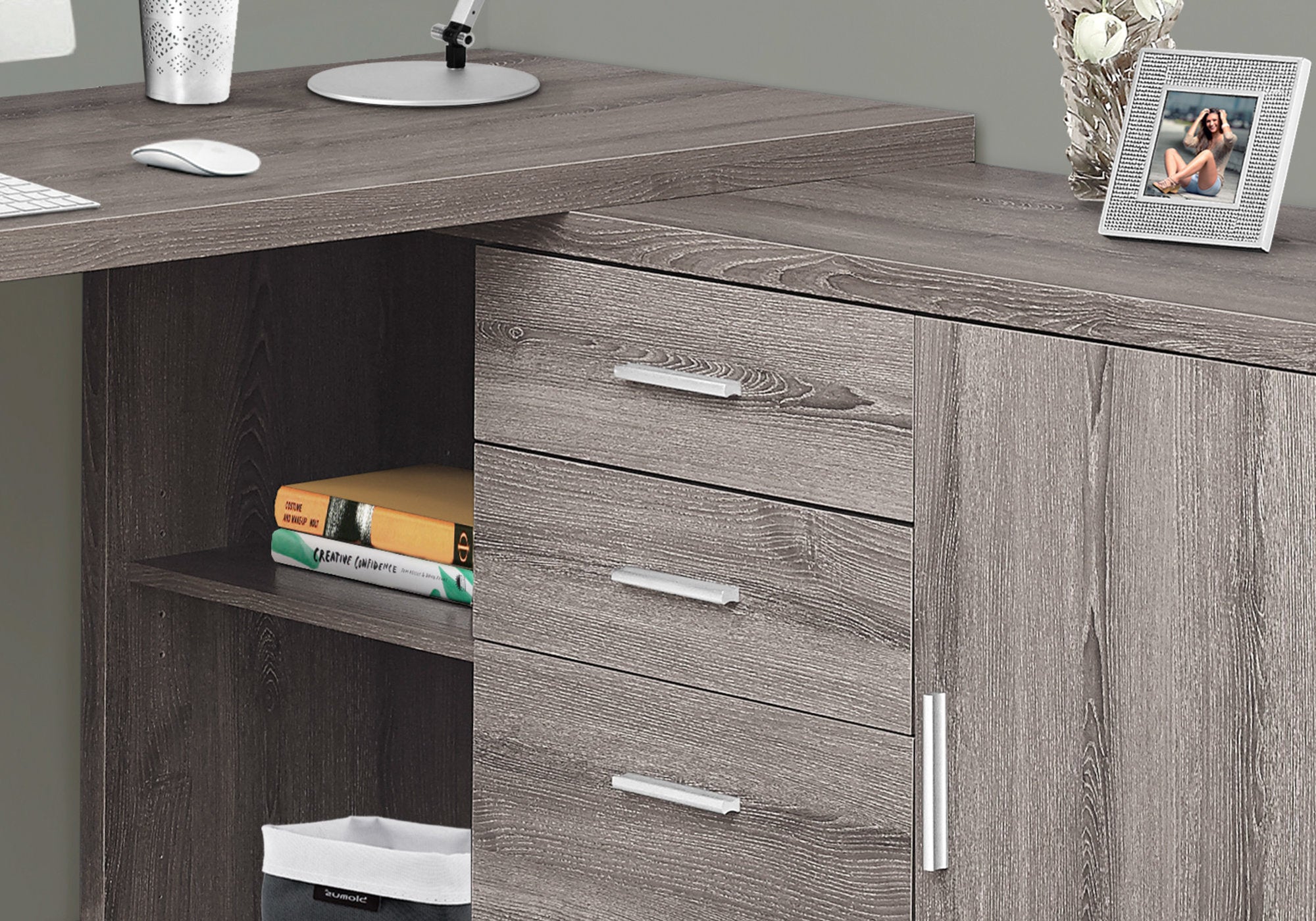 Computer Desk - 60L / Dark Taupe Left Or Right Facing