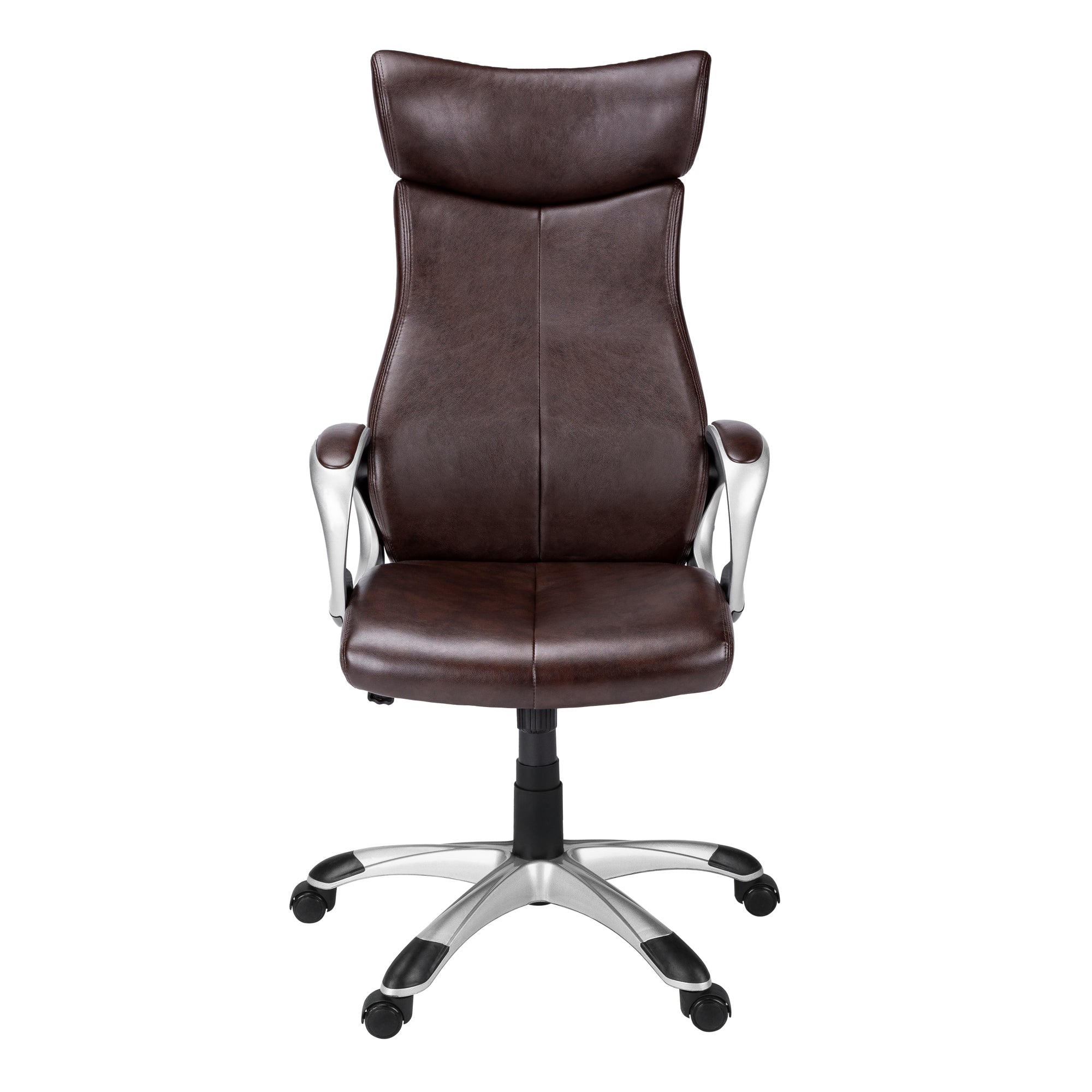 Office Chair - Brown Leather-Look / High Back Executive