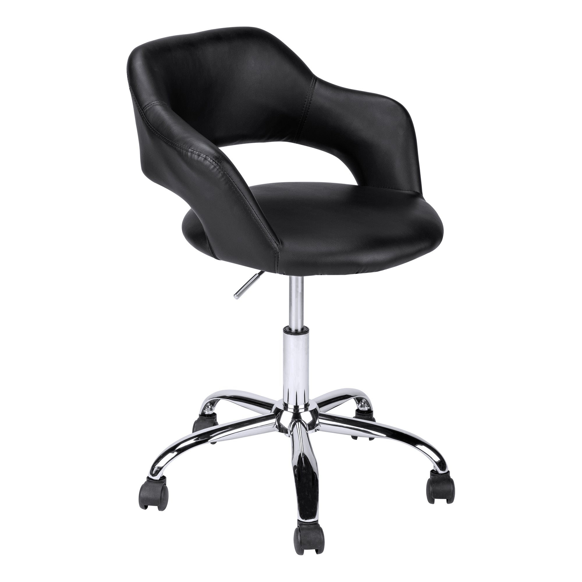 Office Chair - Black / Chrome Metal Hydraulic Lift Base