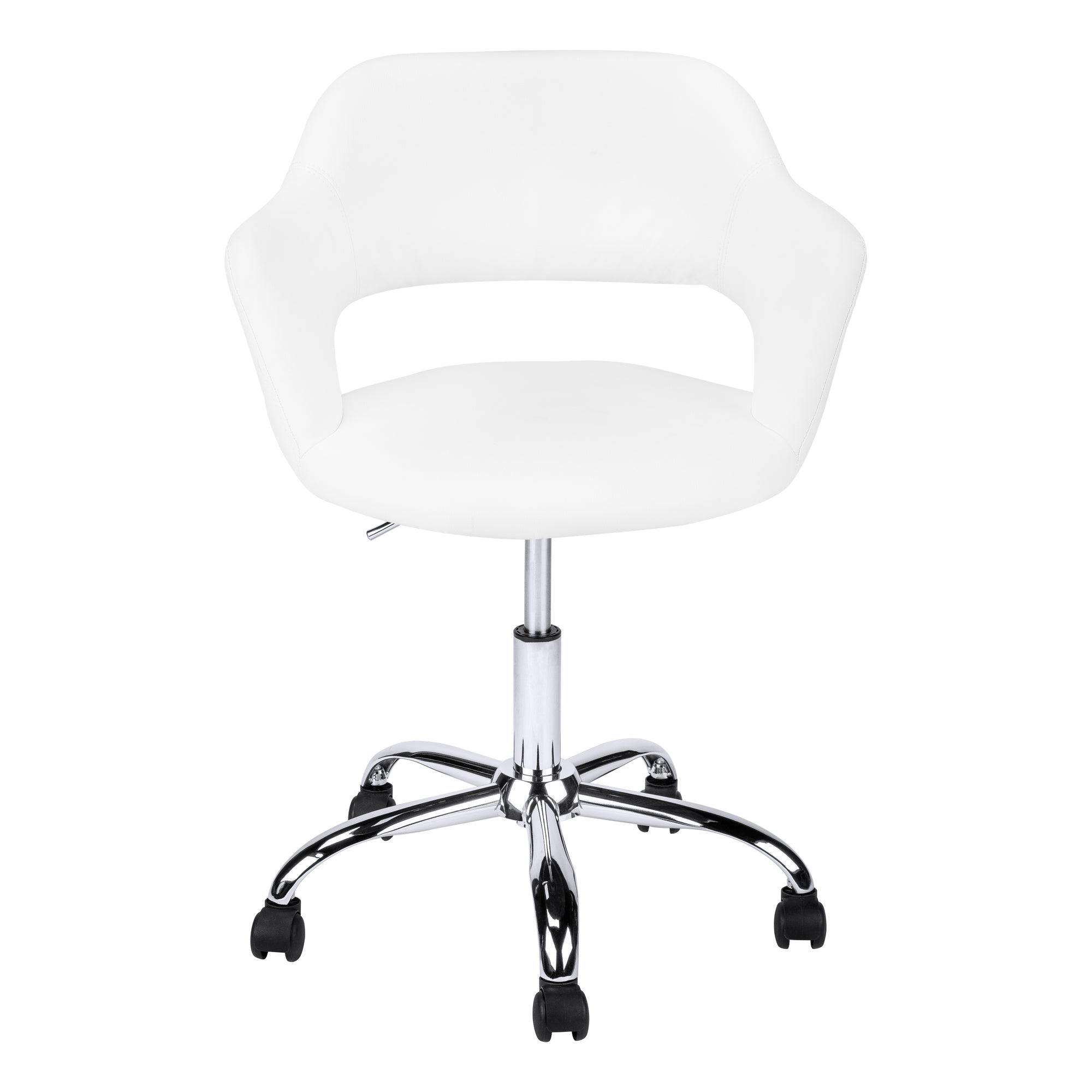 Office Chair - White / Chrome Metal Hydraulic Lift Base