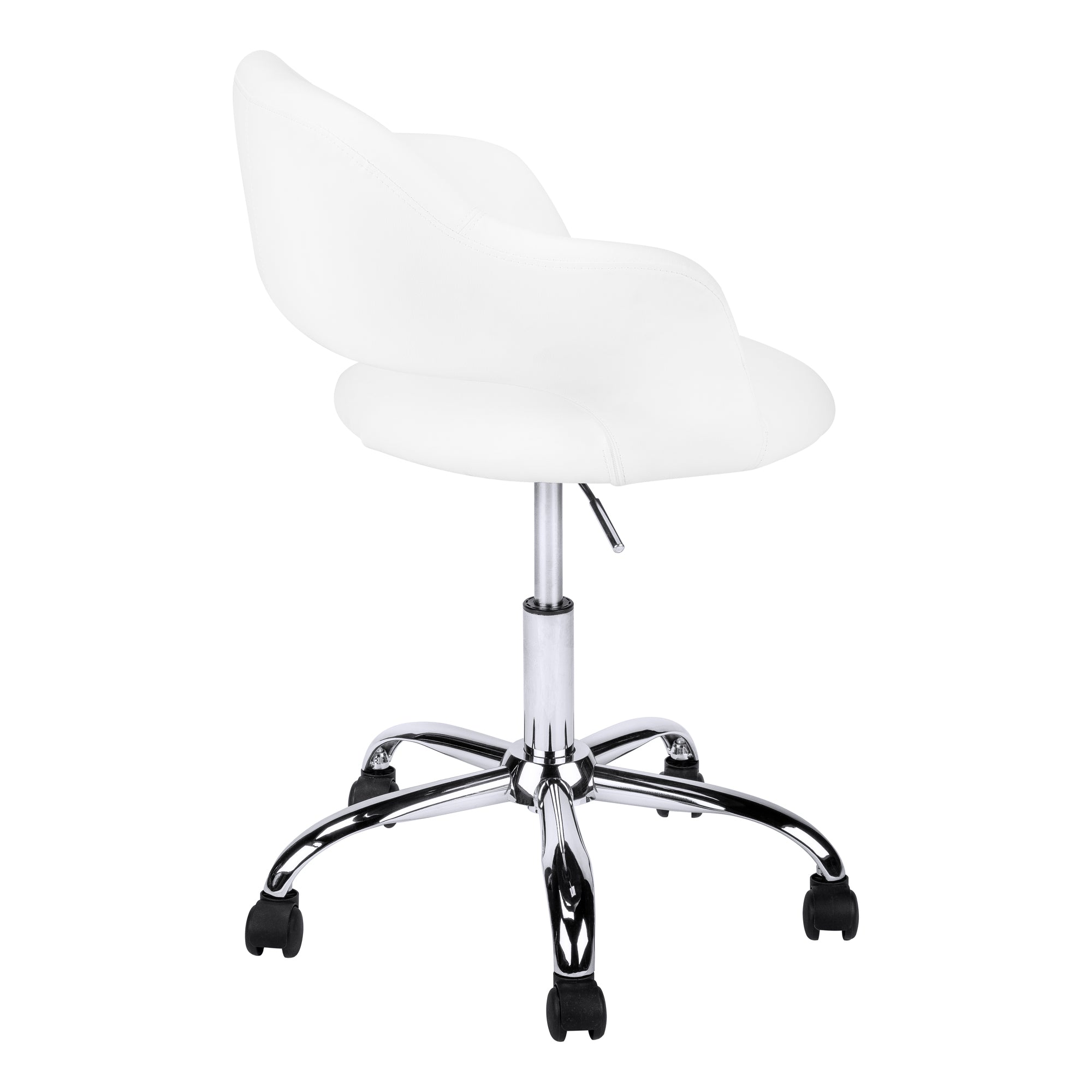 Office Chair - White / Chrome Metal Hydraulic Lift Base