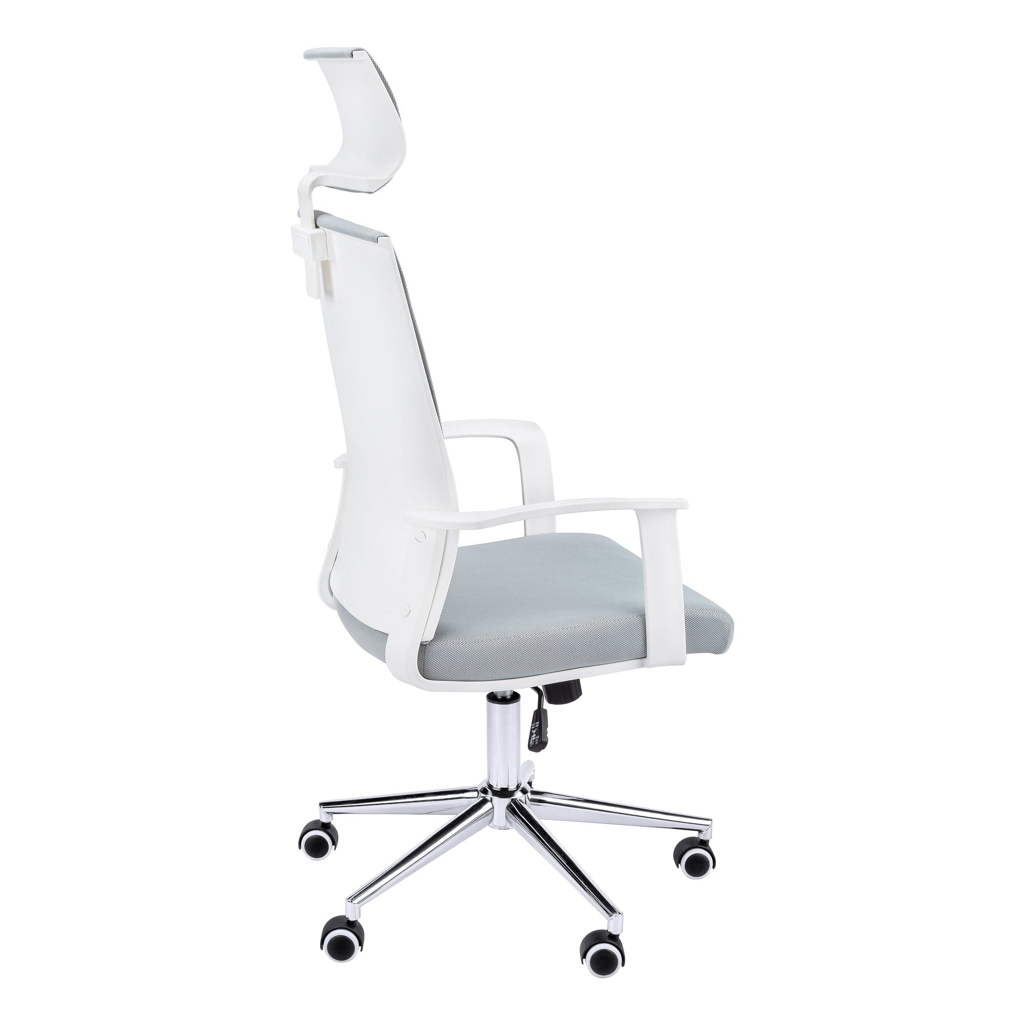 Office Chair - White / Grey Fabric / High Back Executive