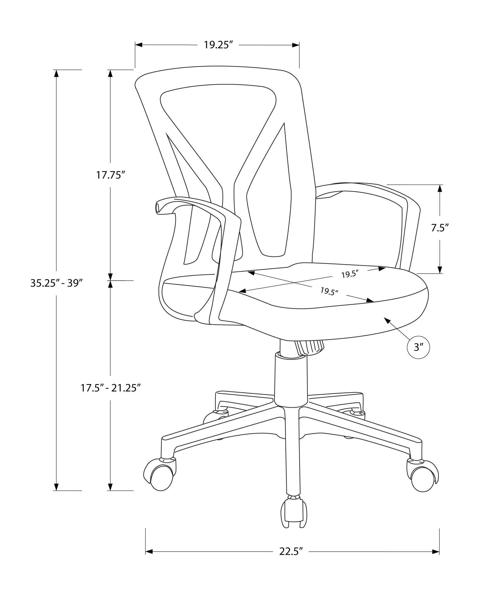 Office Chair - Grey / Black Base On Castors