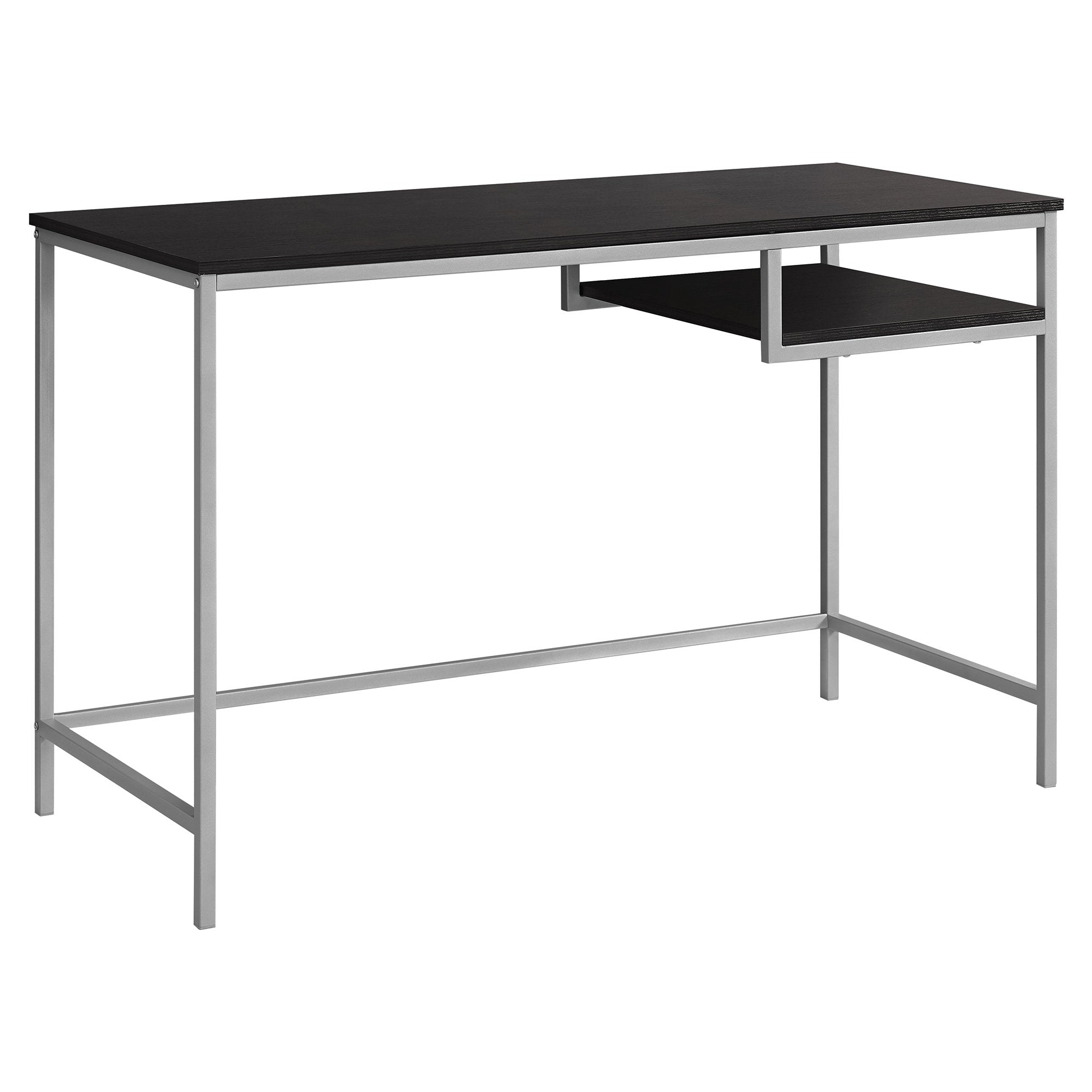 Computer Desk - 48L / Espresso / Silver Metal