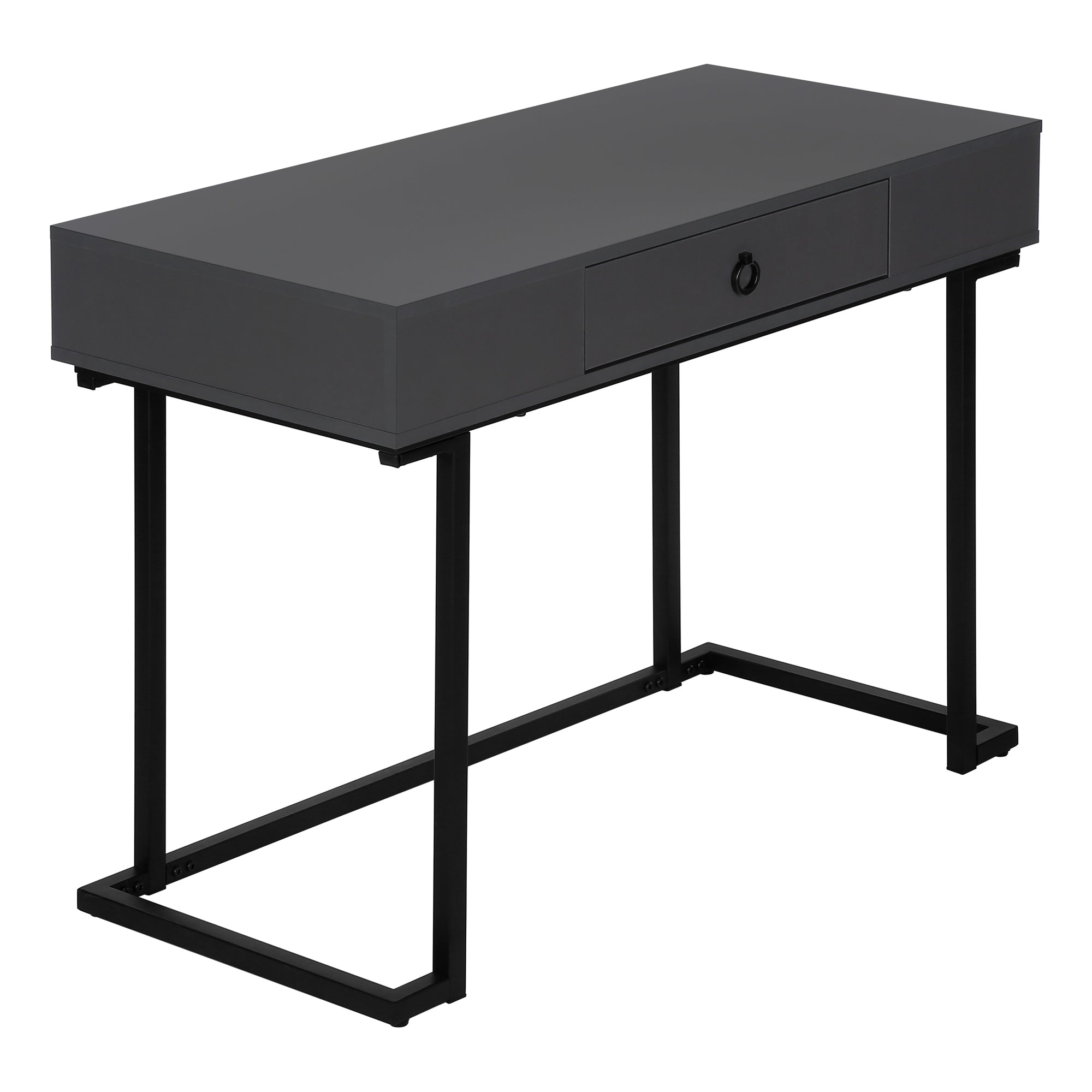 Computer Desk - 42L / Modern Grey / Black Metal