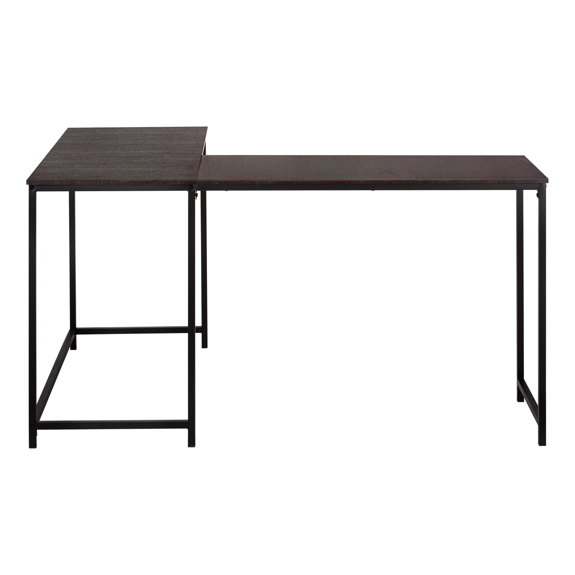 Computer Desk - 58L / Espresso Top / Black Metal Corner