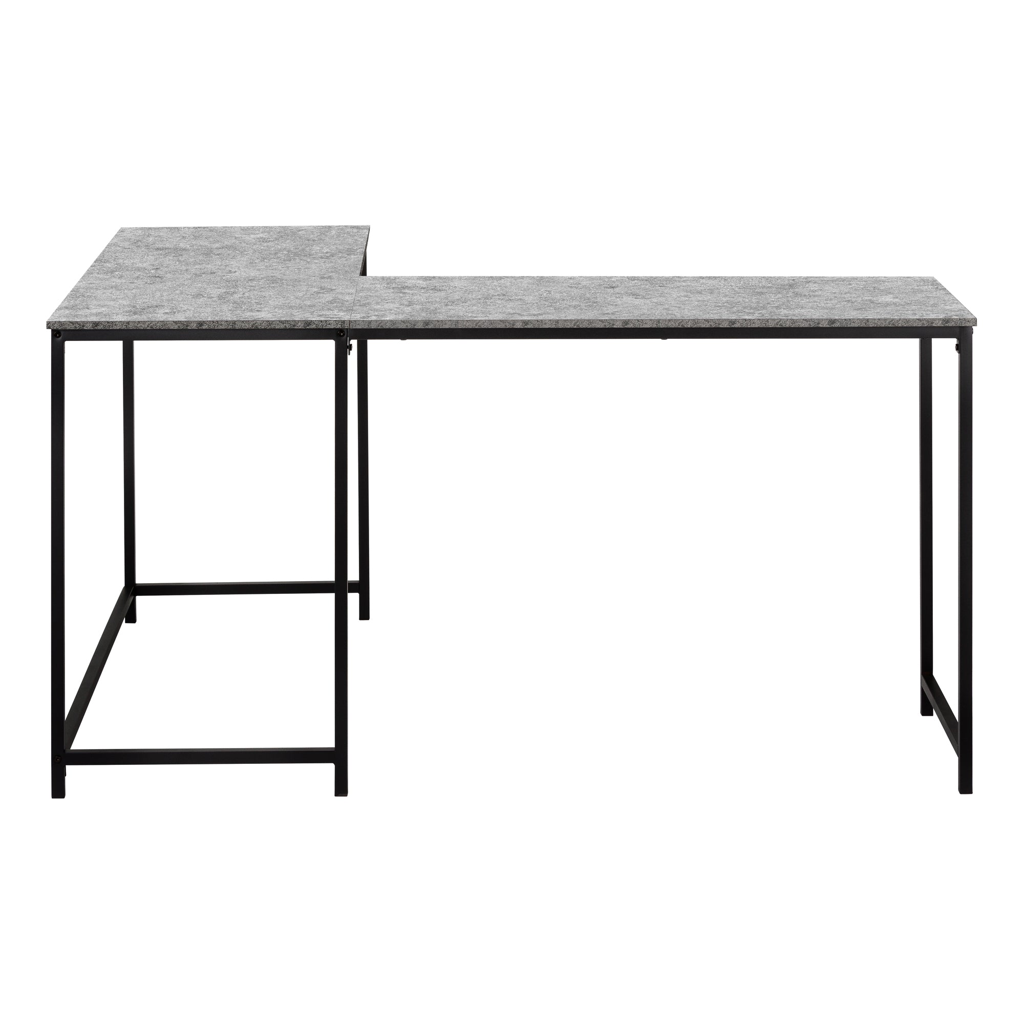 Computer Desk - 58L/ Grey Stone-Look/ Black Metal Corner