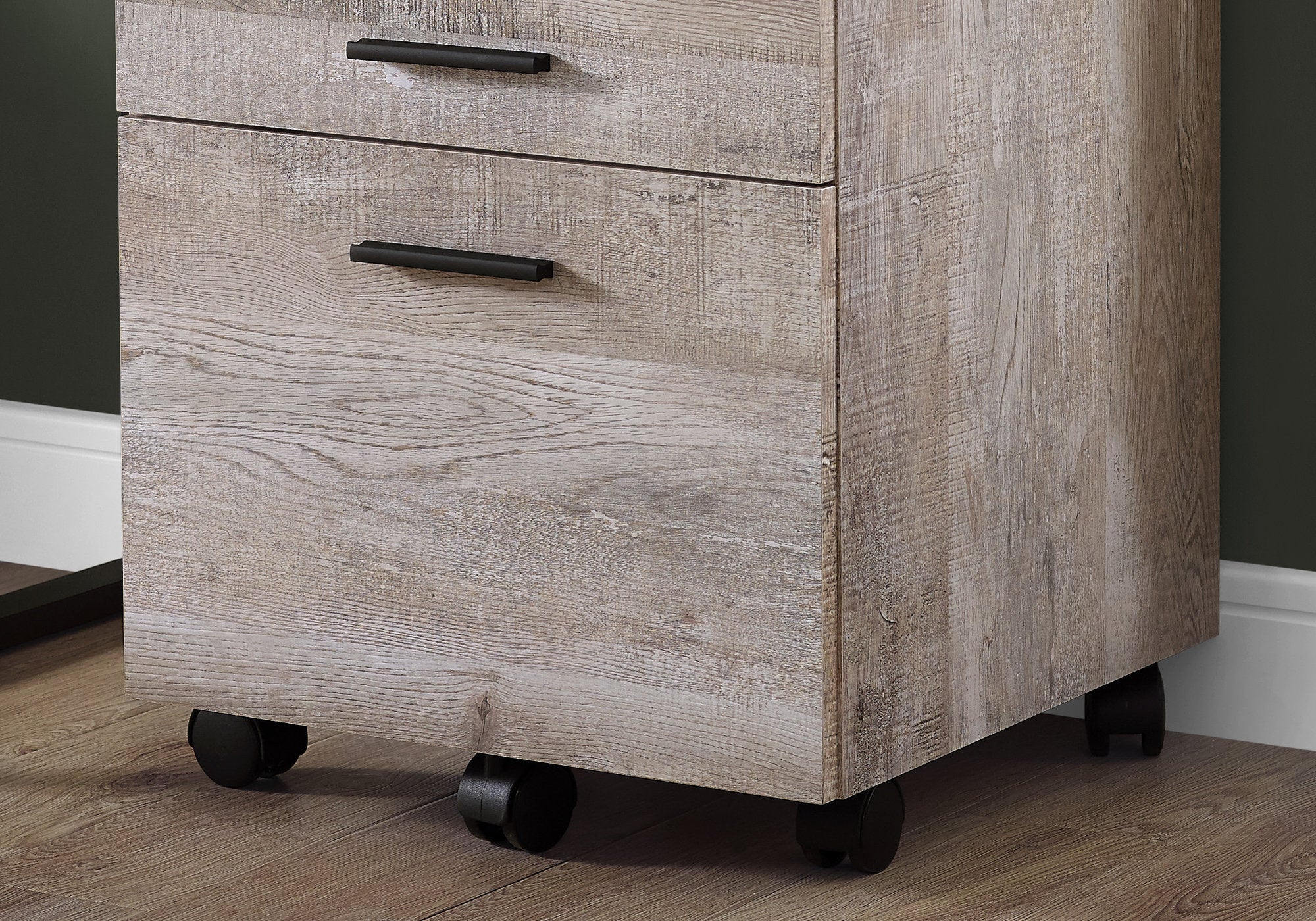 Filing Cabinet - 3 Drawer / Taupe Reclaimed Wood/ Castors
